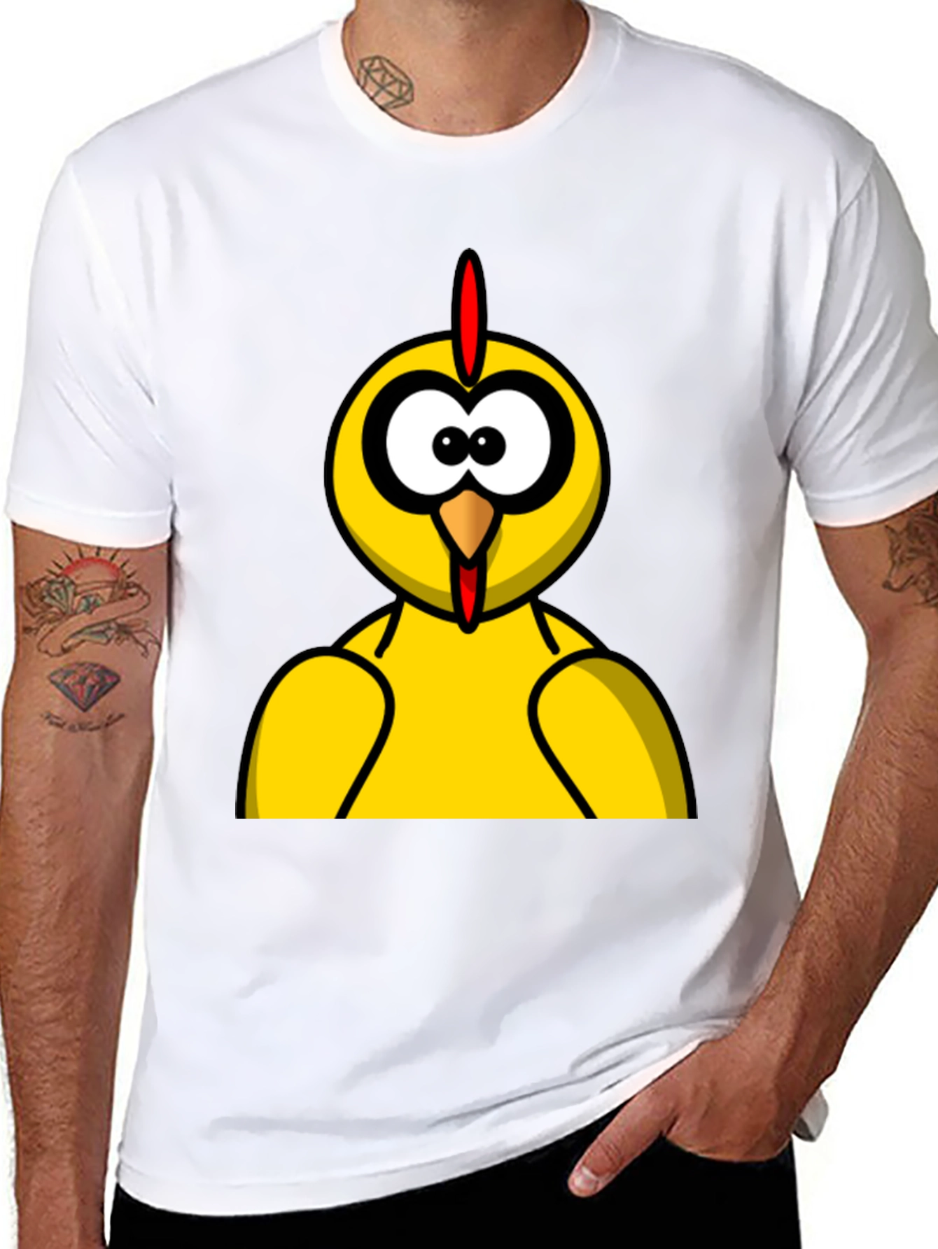 Funny Chicken Graphic Tee - Black Cotton T-Shirt