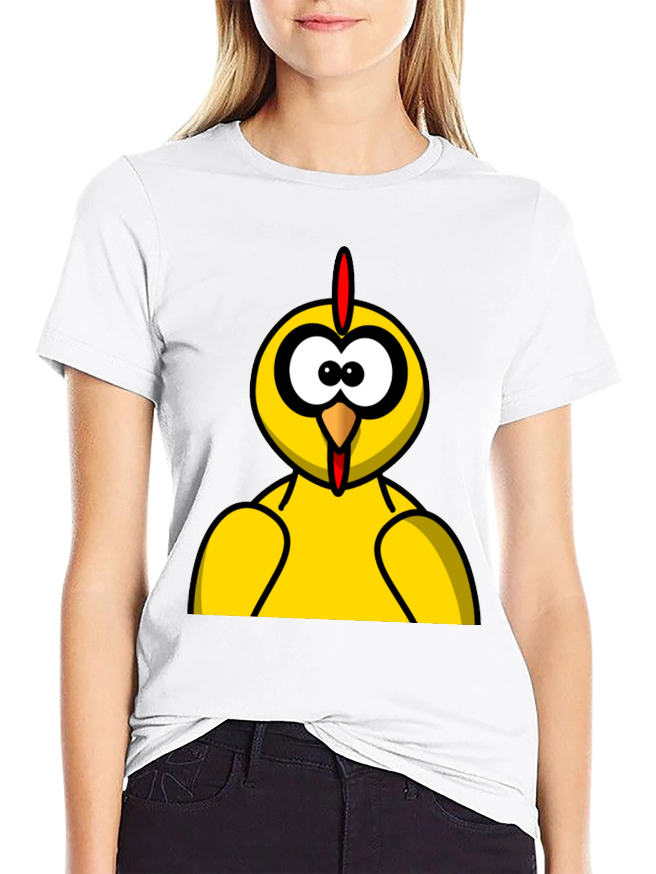 Funny Chicken Graphic Tee - Black Cotton T-Shirt