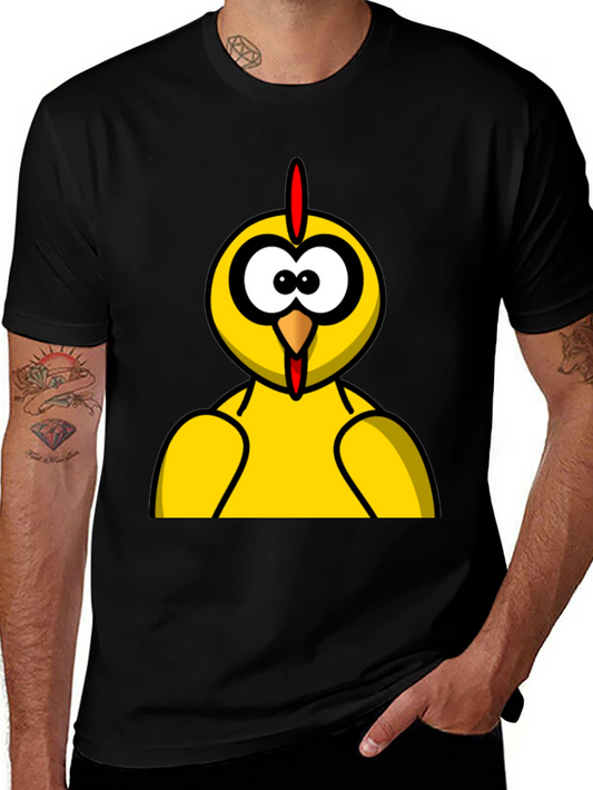 Funny Chicken Graphic Tee - Black Cotton T-Shirt
