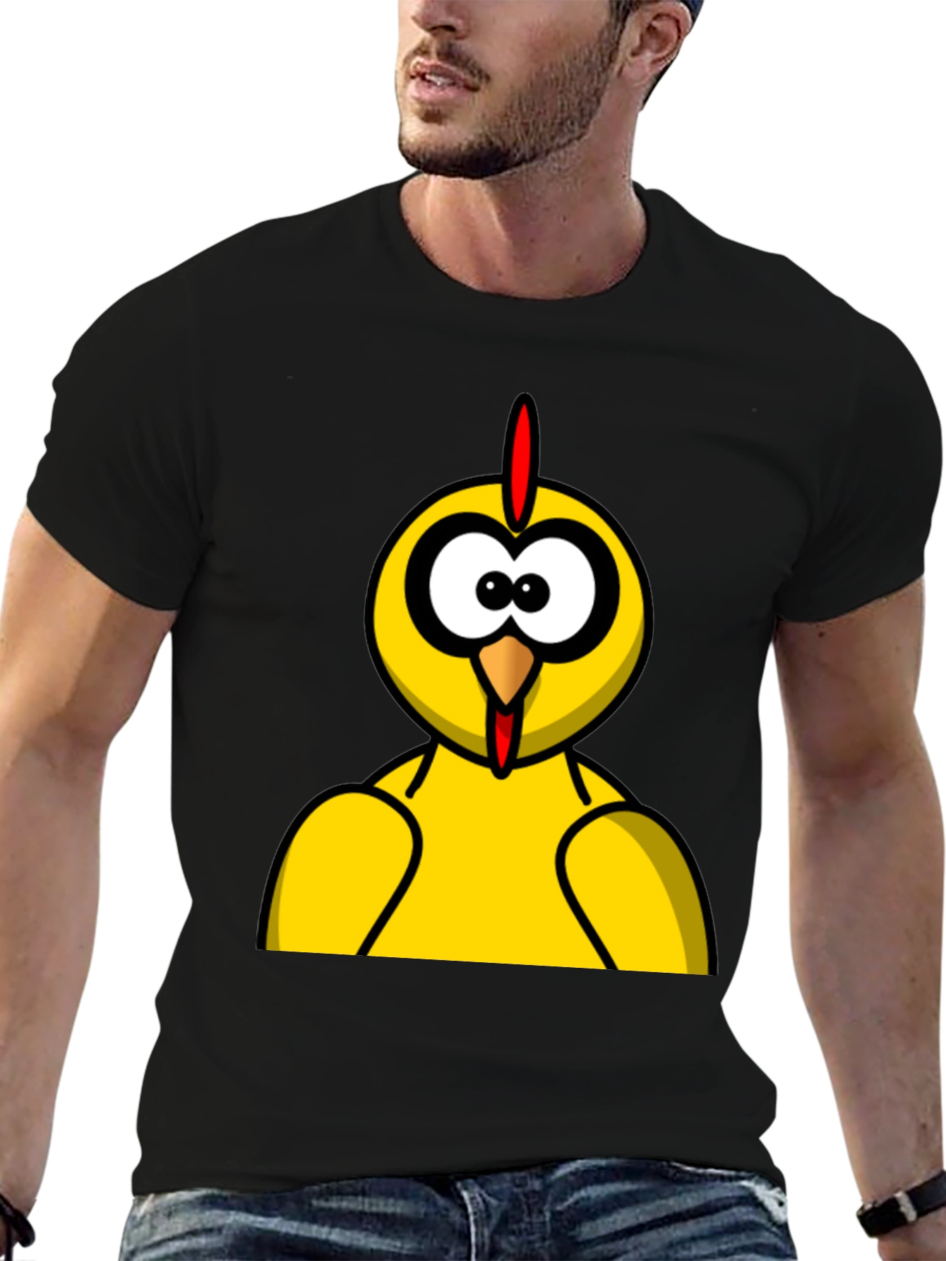 Funny Chicken Graphic Tee - Black Cotton T-Shirt