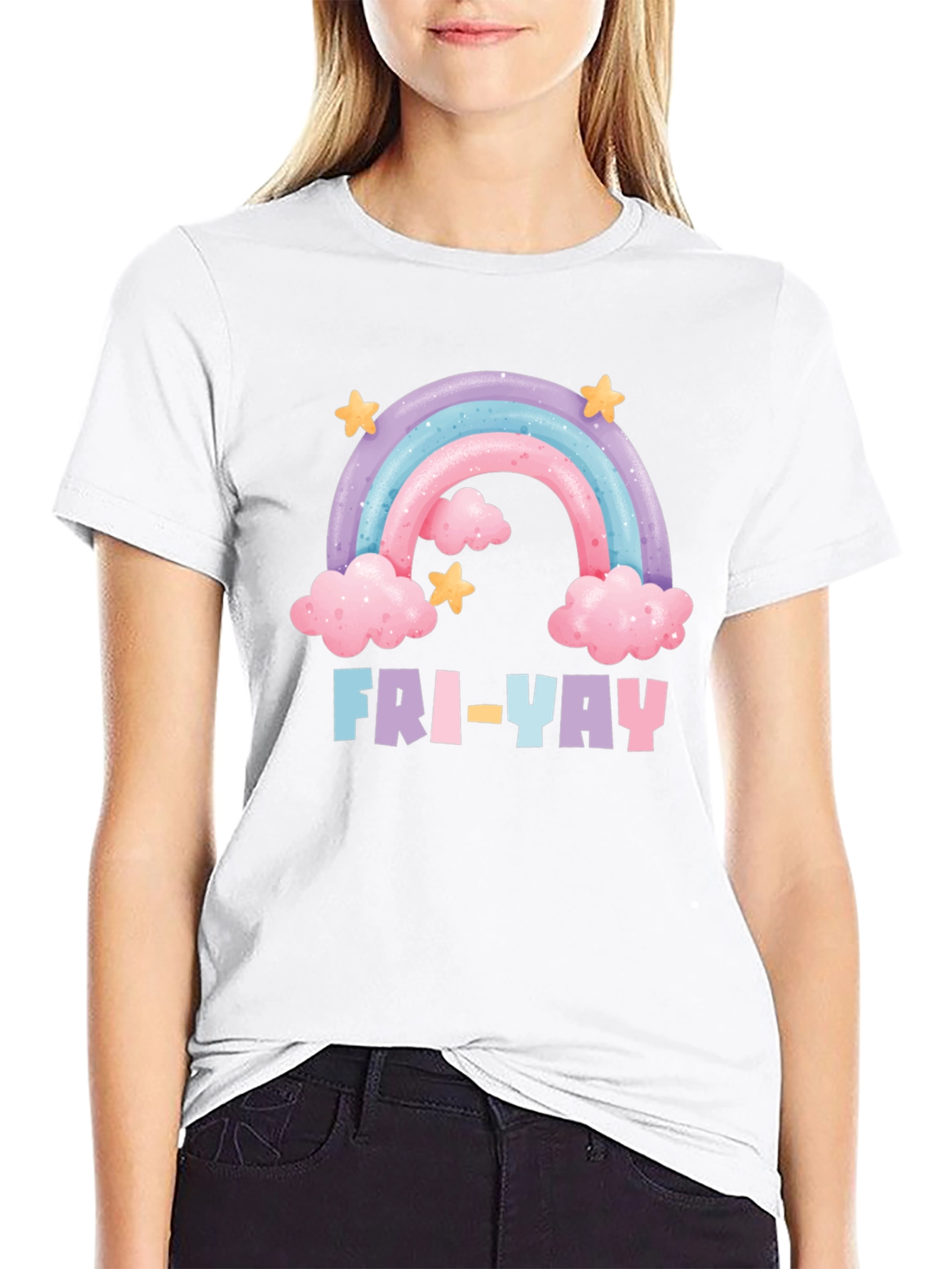 Fri-Yay Rainbow Graphic T-Shirt