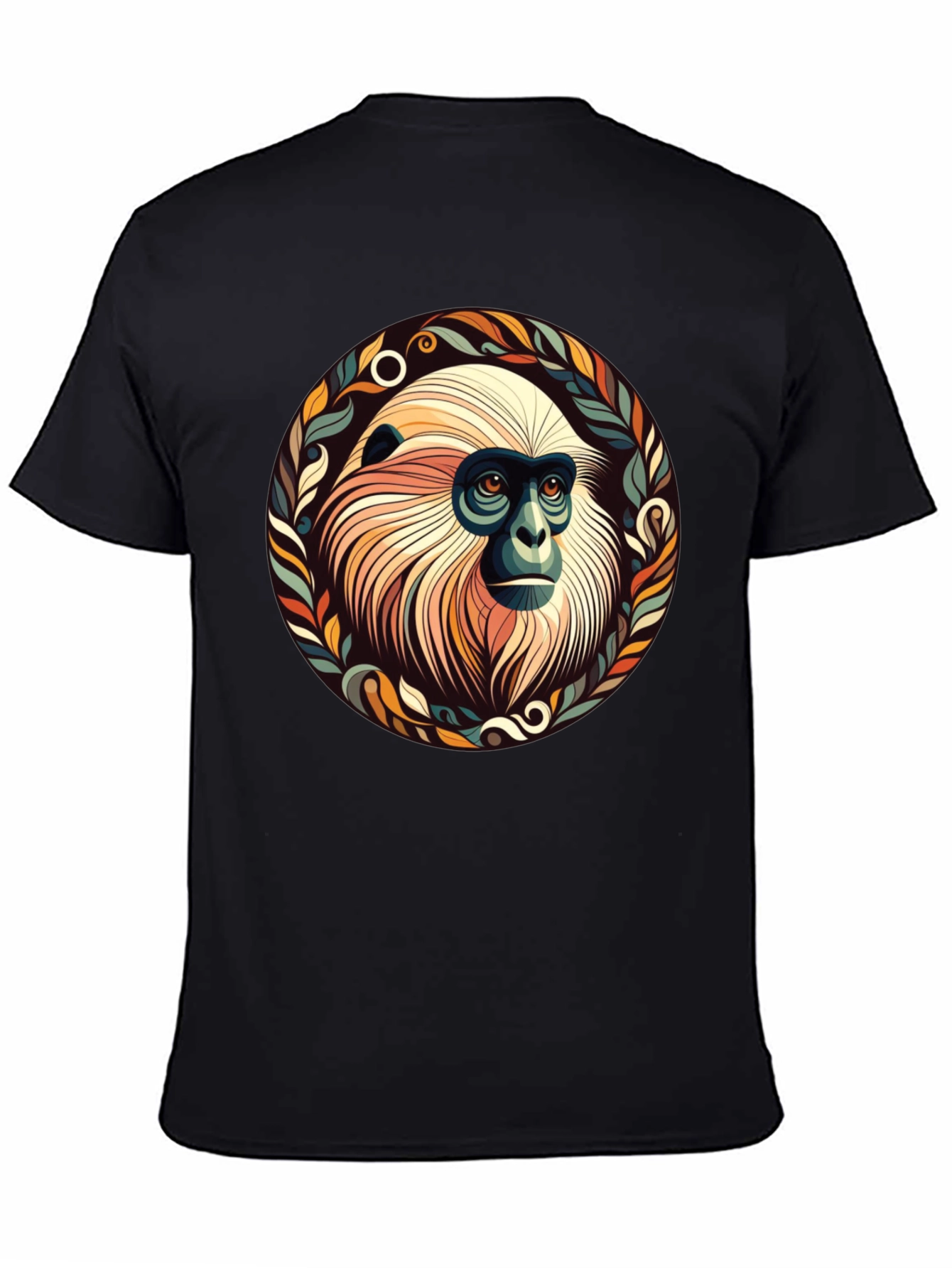Monkey Graphic Tee - Unique Leaf Design