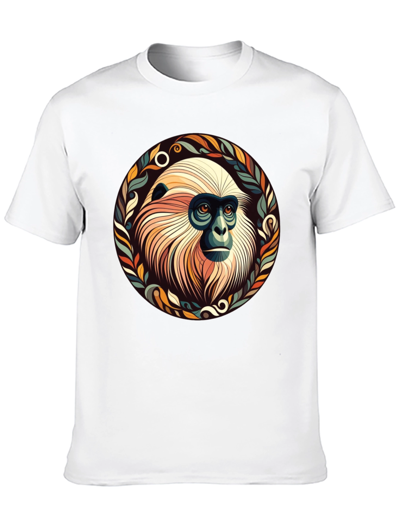 Monkey Graphic Tee - Unique Leaf Design