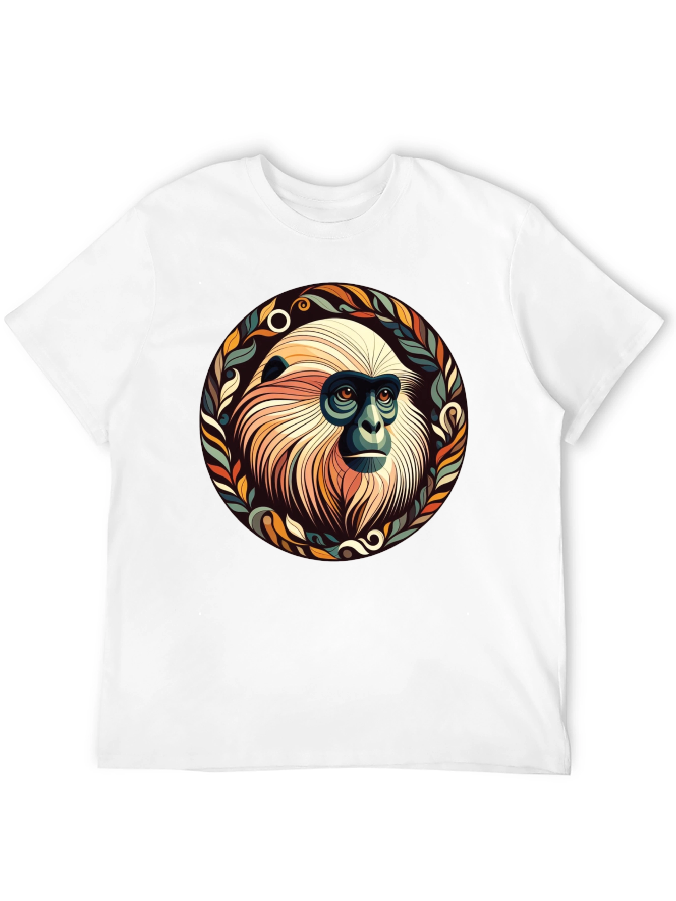 Monkey Graphic Tee - Unique Leaf Design