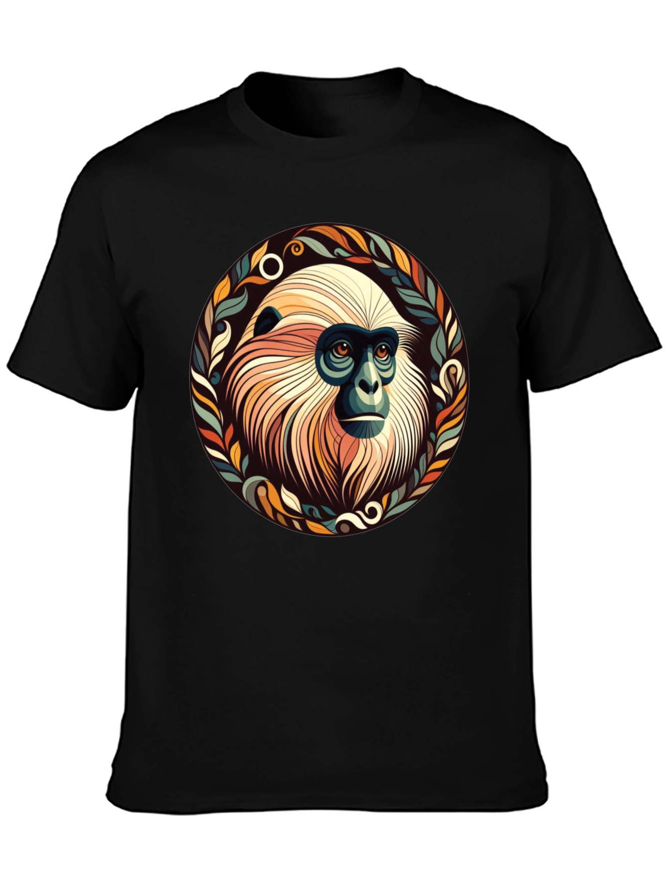Monkey Graphic Tee - Unique Leaf Design