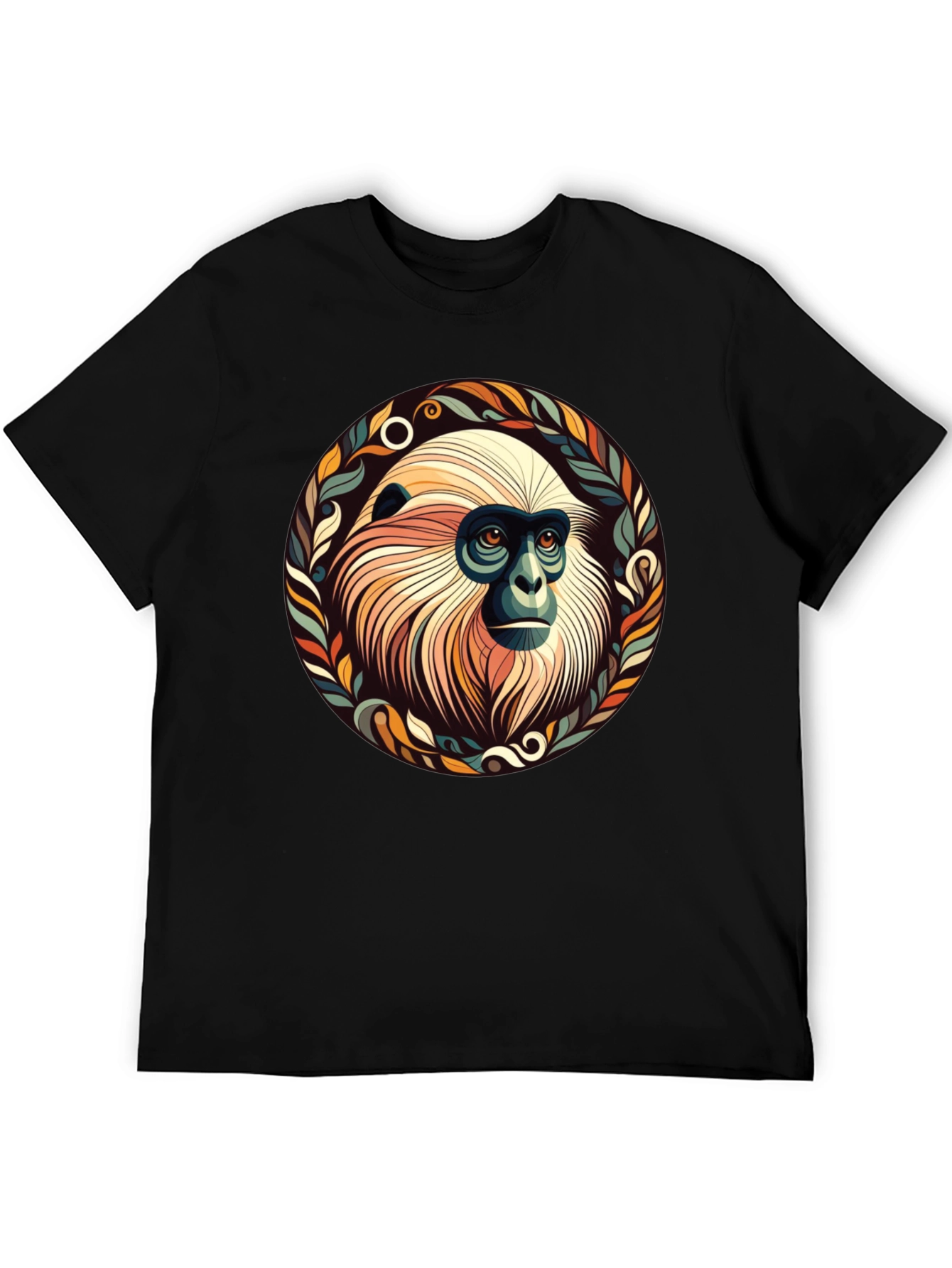 Monkey Graphic Tee - Unique Leaf Design