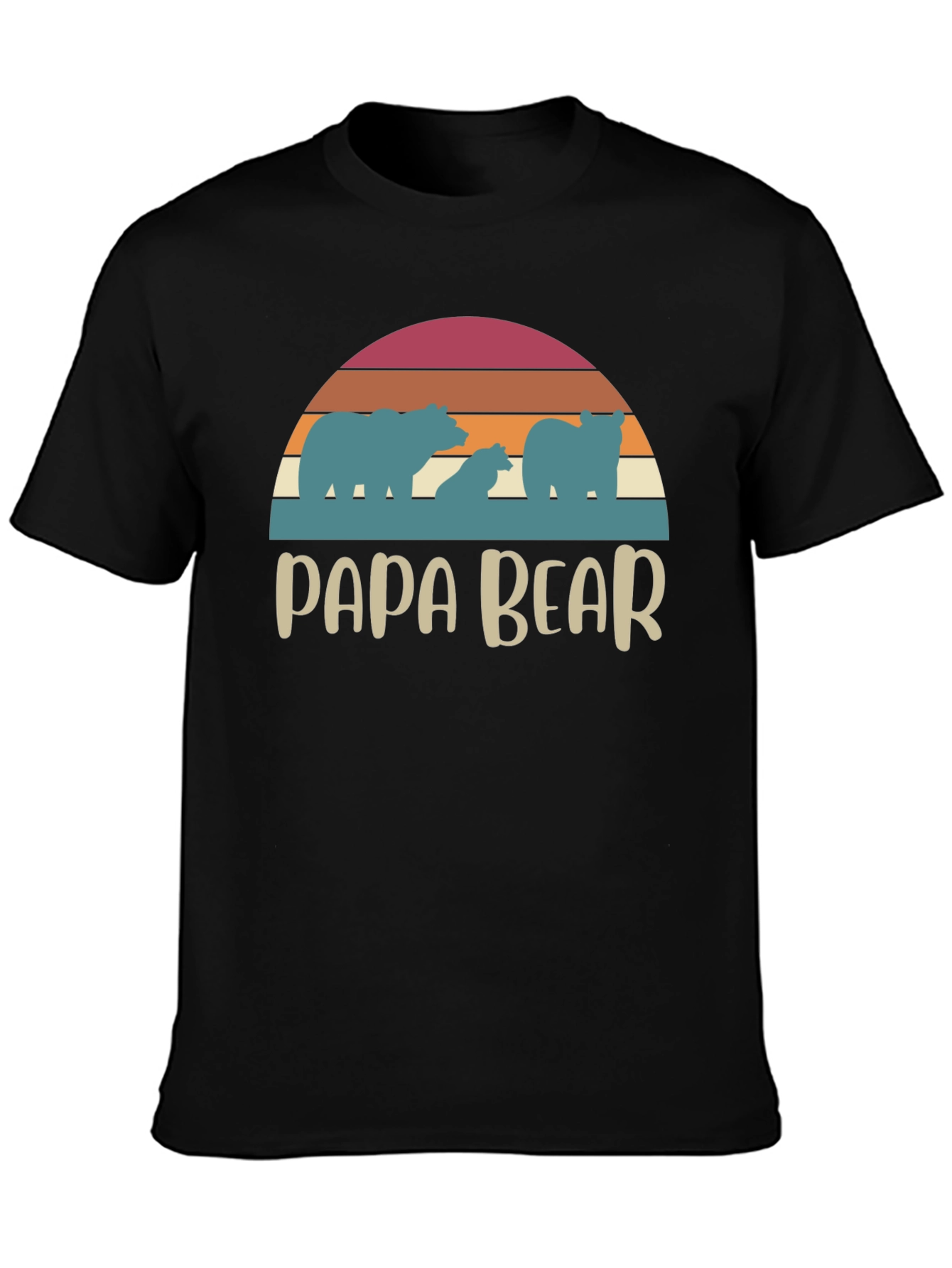 Papa Bear Retro T-Shirt - Family Matching Tee