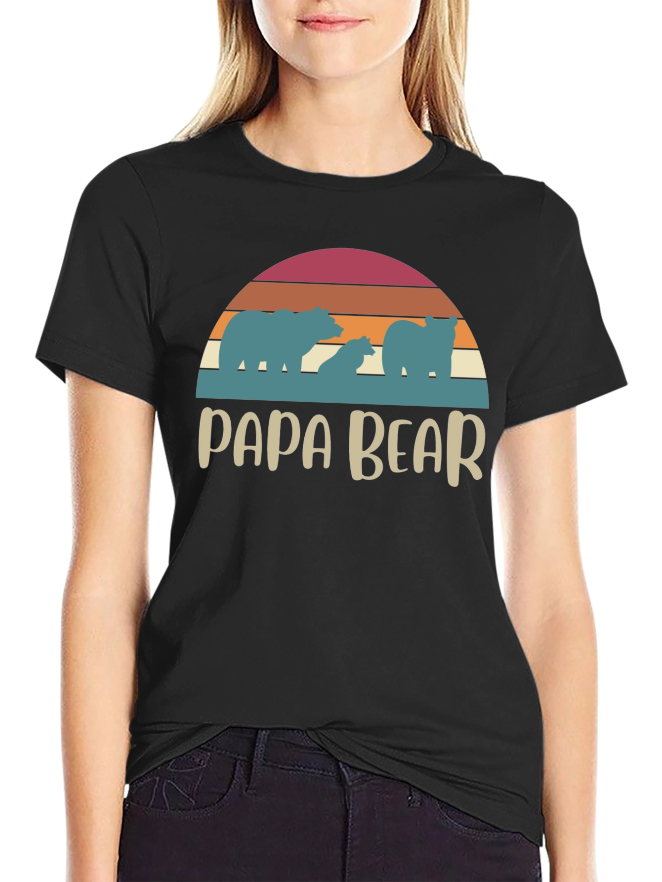 Papa Bear Retro T-Shirt - Family Matching Tee