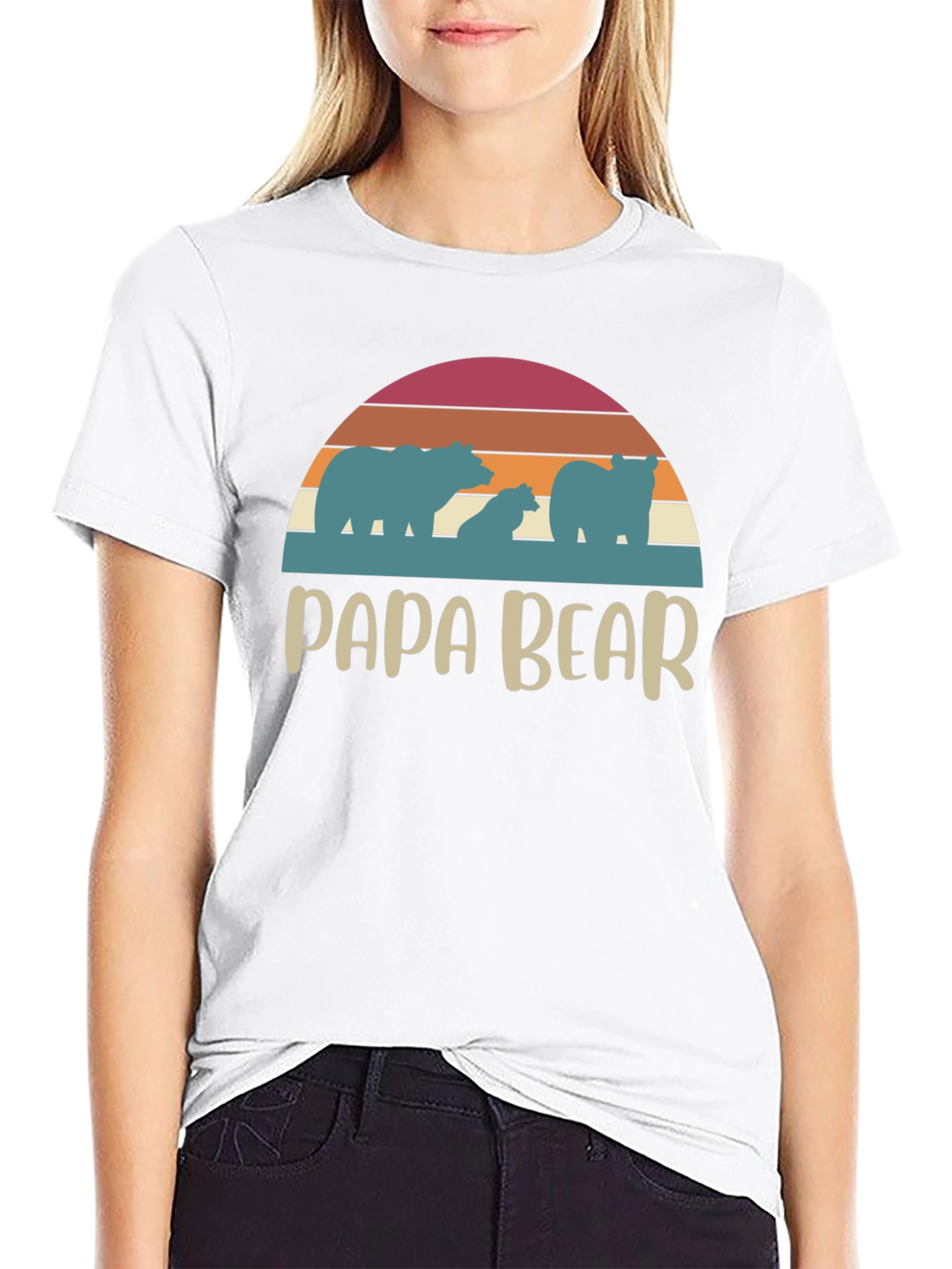 Papa Bear Retro T-Shirt - Family Matching Tee