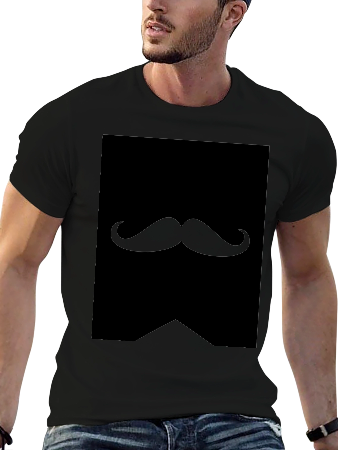 Mustache Graphic Black T-Shirt