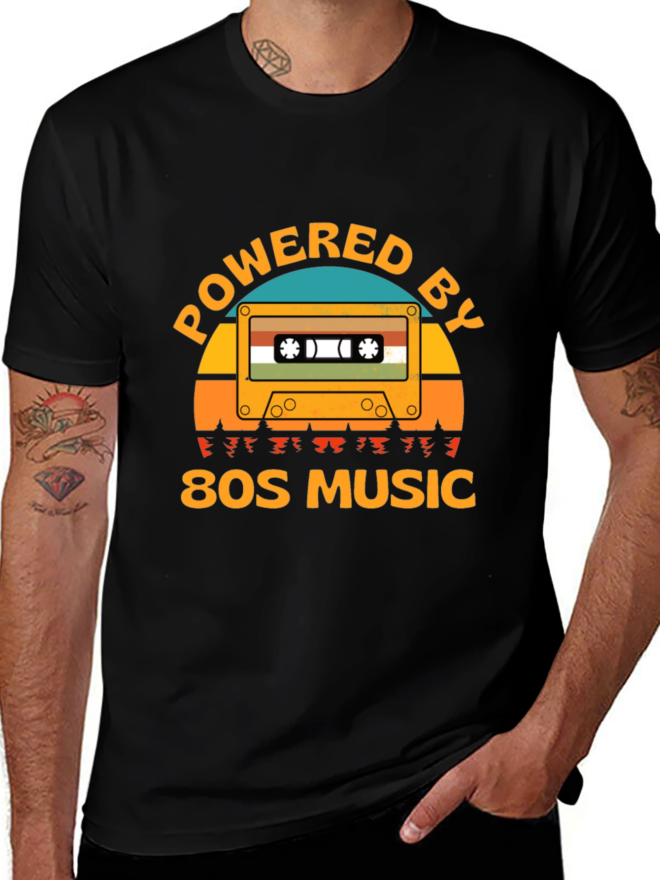 Powered by 80s Music Cassette Tape T-Shirt