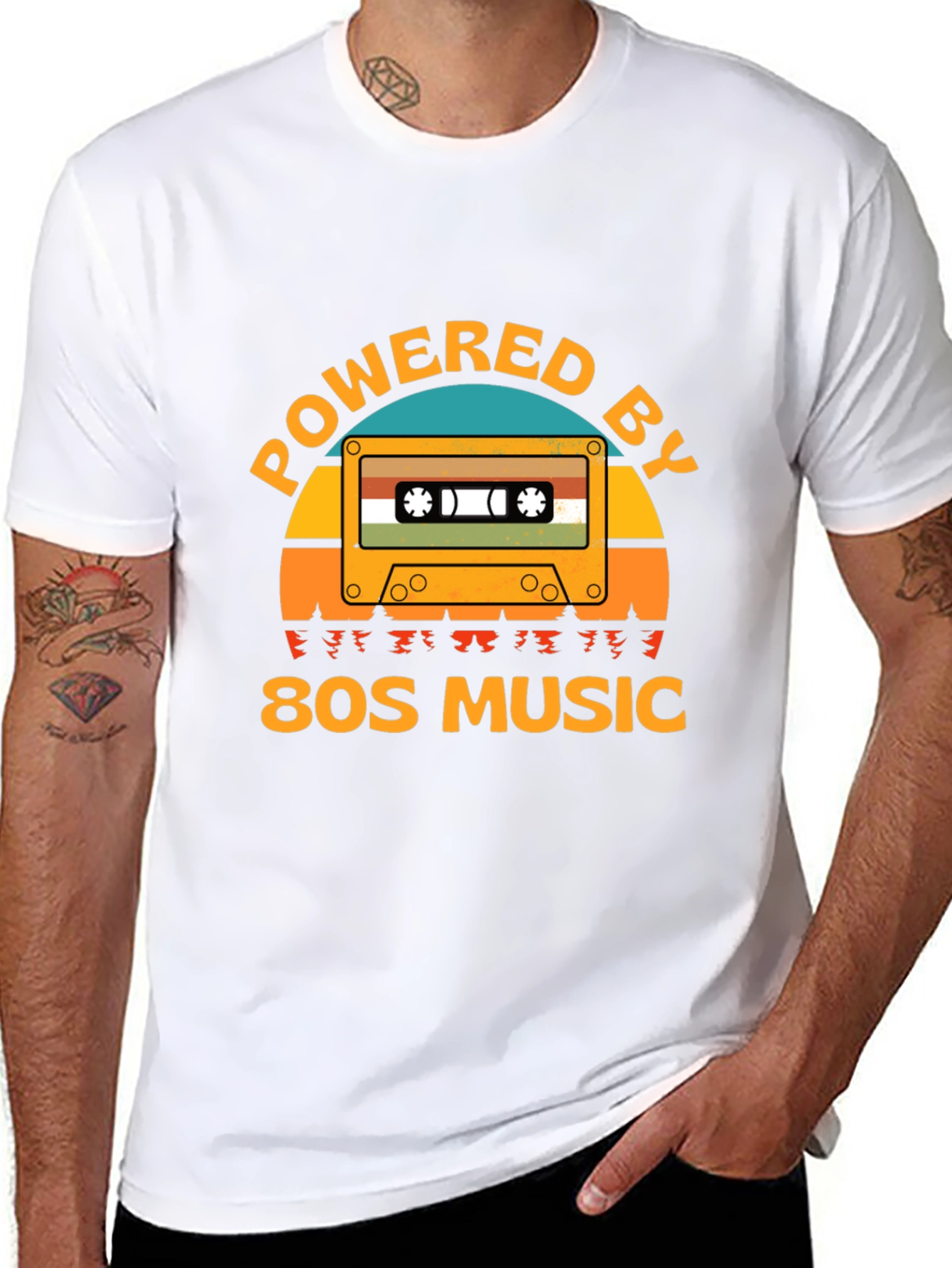 Powered by 80s Music Cassette Tape T-Shirt