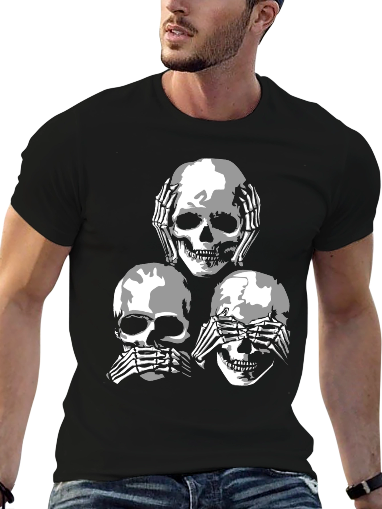 Skull Graphic Tee - Hear See Speak No Evil