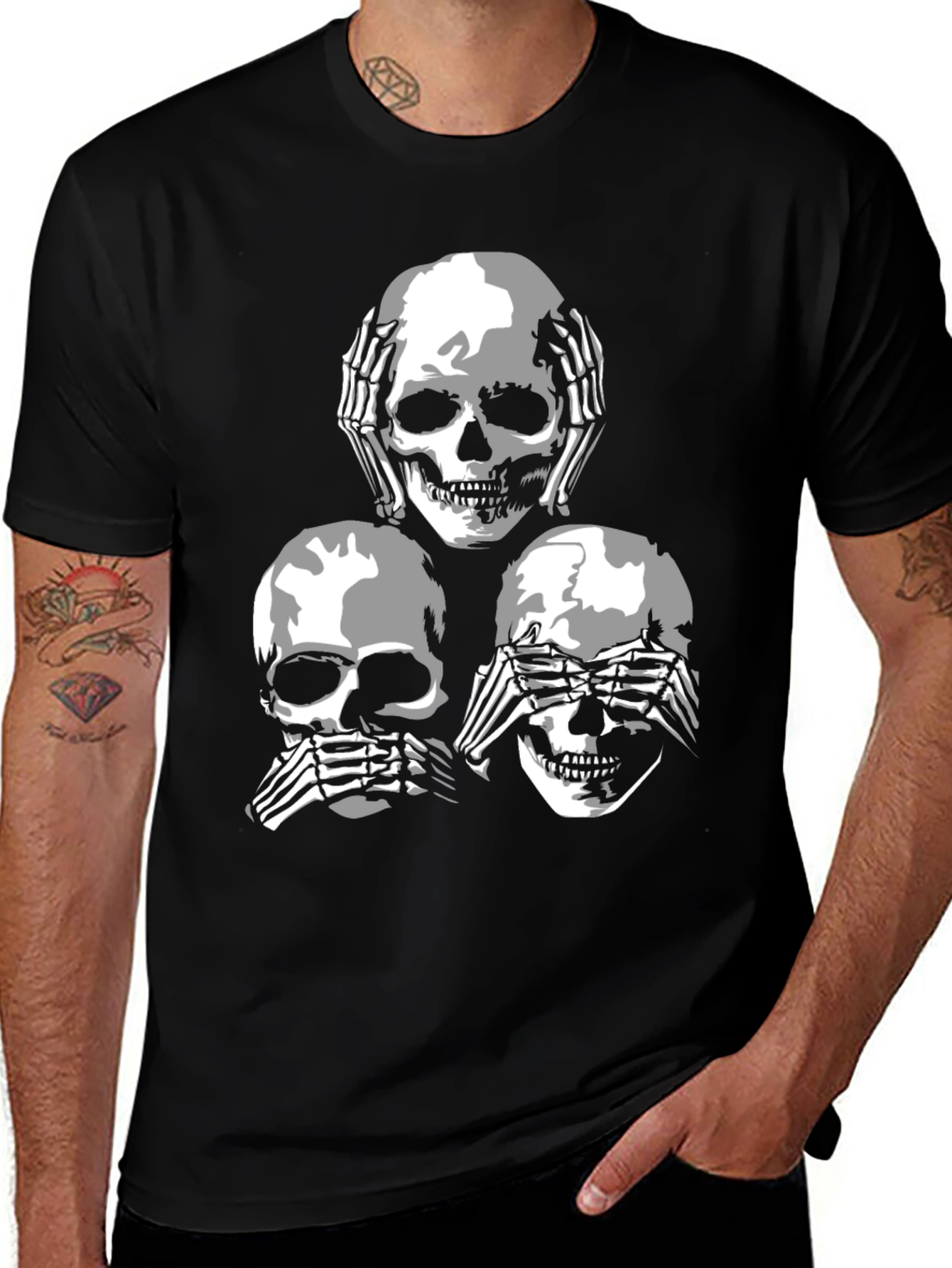 Skull Graphic Tee - Hear See Speak No Evil
