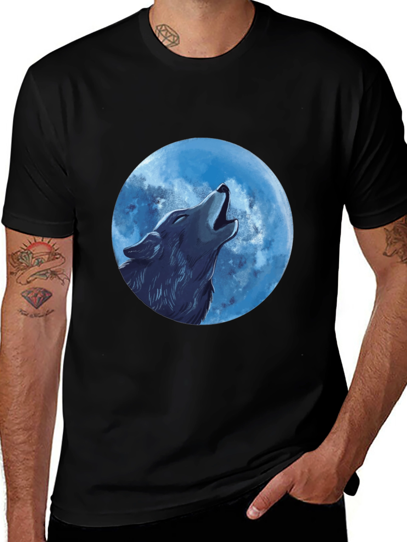 Wolf Moon Graphic Tee - Mens Black T-Shirt
