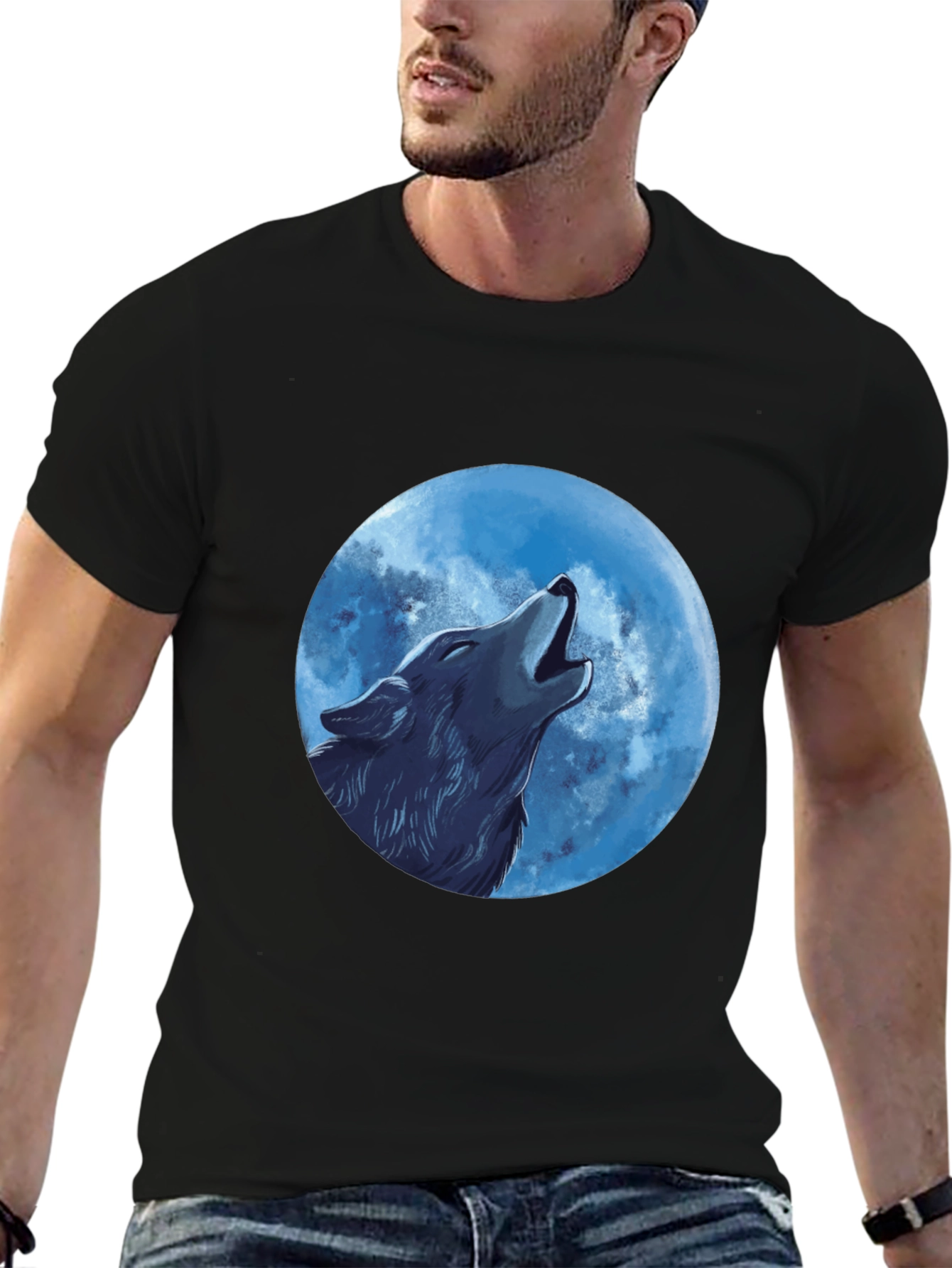 Wolf Moon Graphic Tee - Mens Black T-Shirt