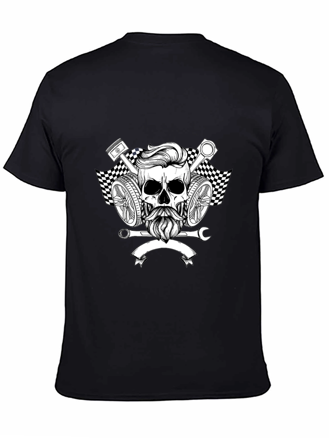 Skull & Pistons Graphic Tee - Mechanic Style