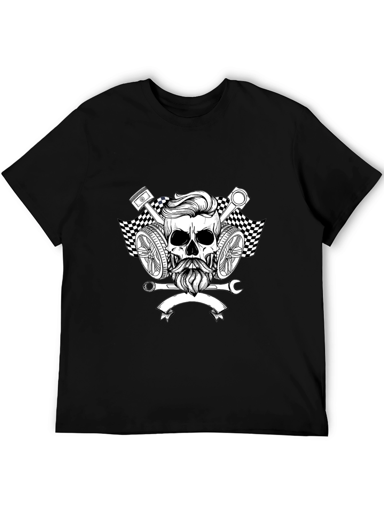 Skull & Pistons Graphic Tee - Mechanic Style