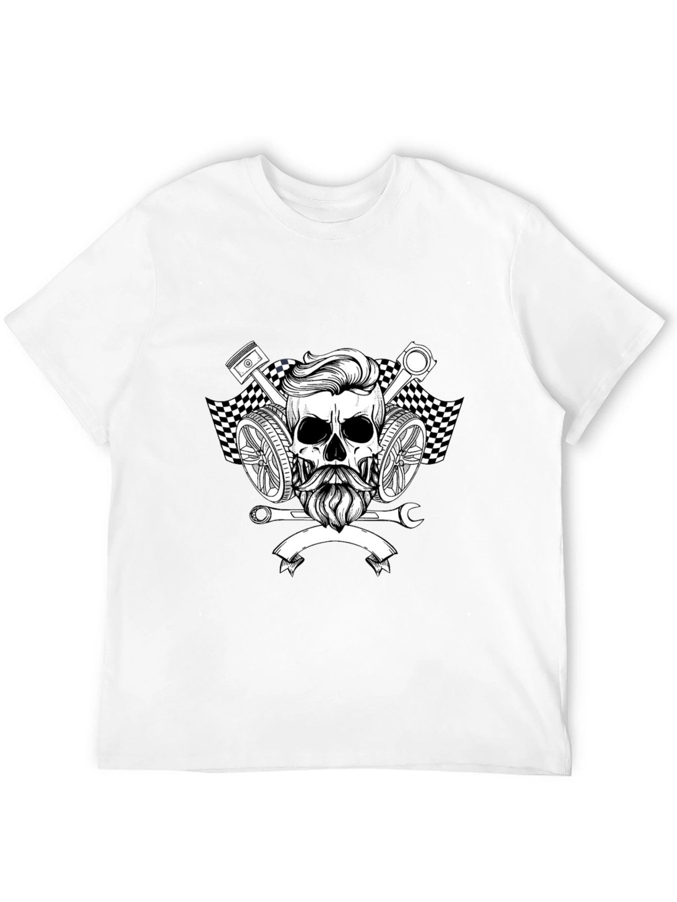 Skull & Pistons Graphic Tee - Mechanic Style