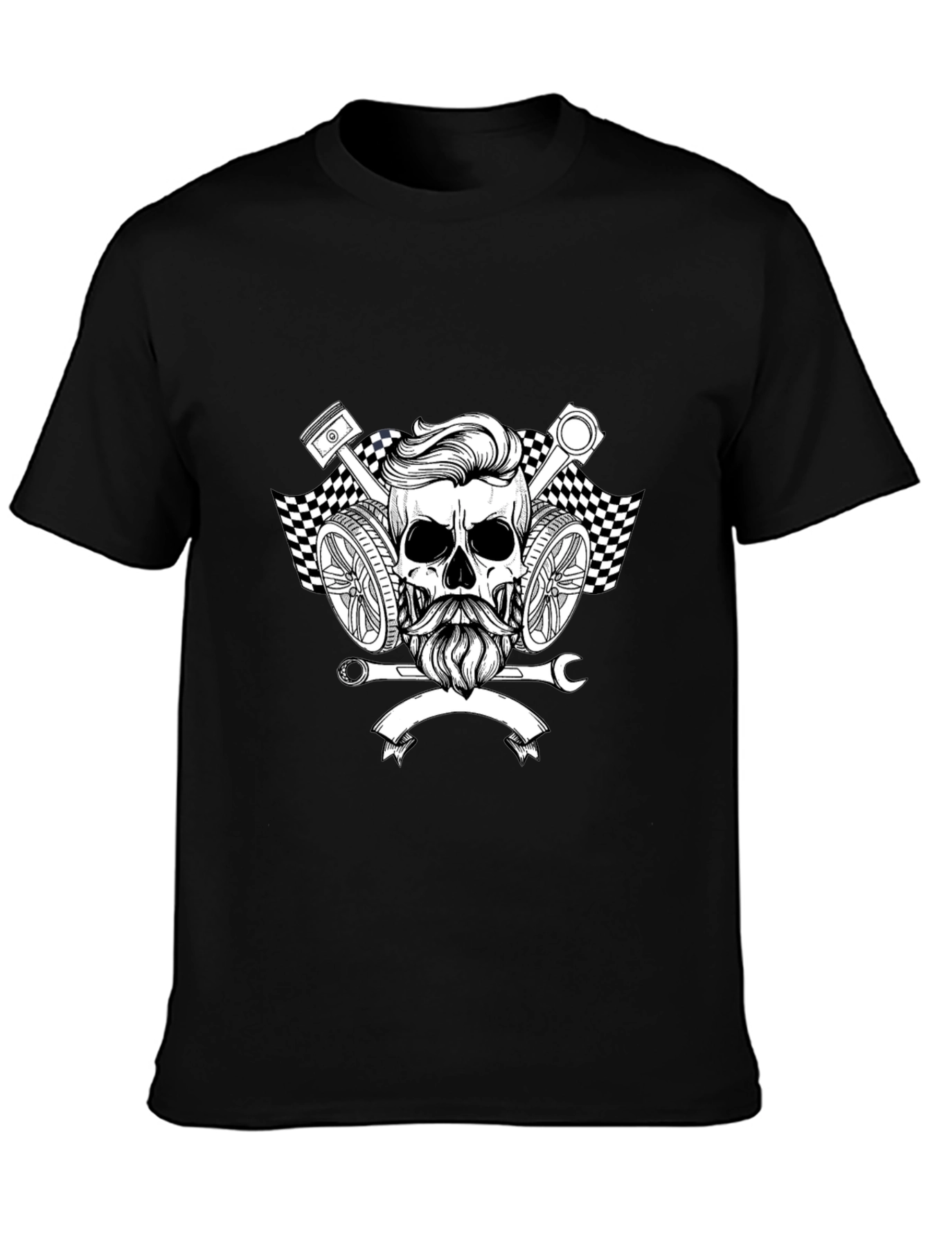 Skull & Pistons Graphic Tee - Mechanic Style