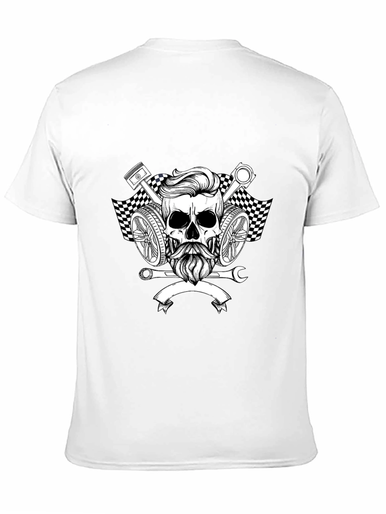 Skull & Pistons Graphic Tee - Mechanic Style