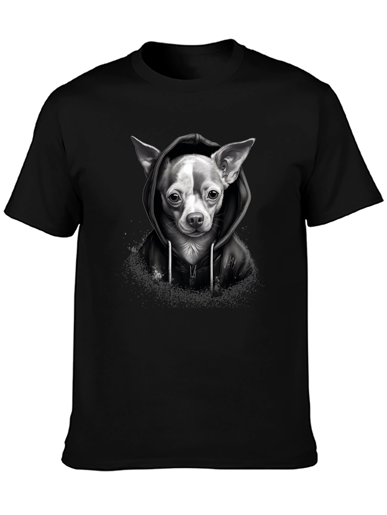 Chihuahua Hoodie Graphic Tee - Unisex Black T-Shirt