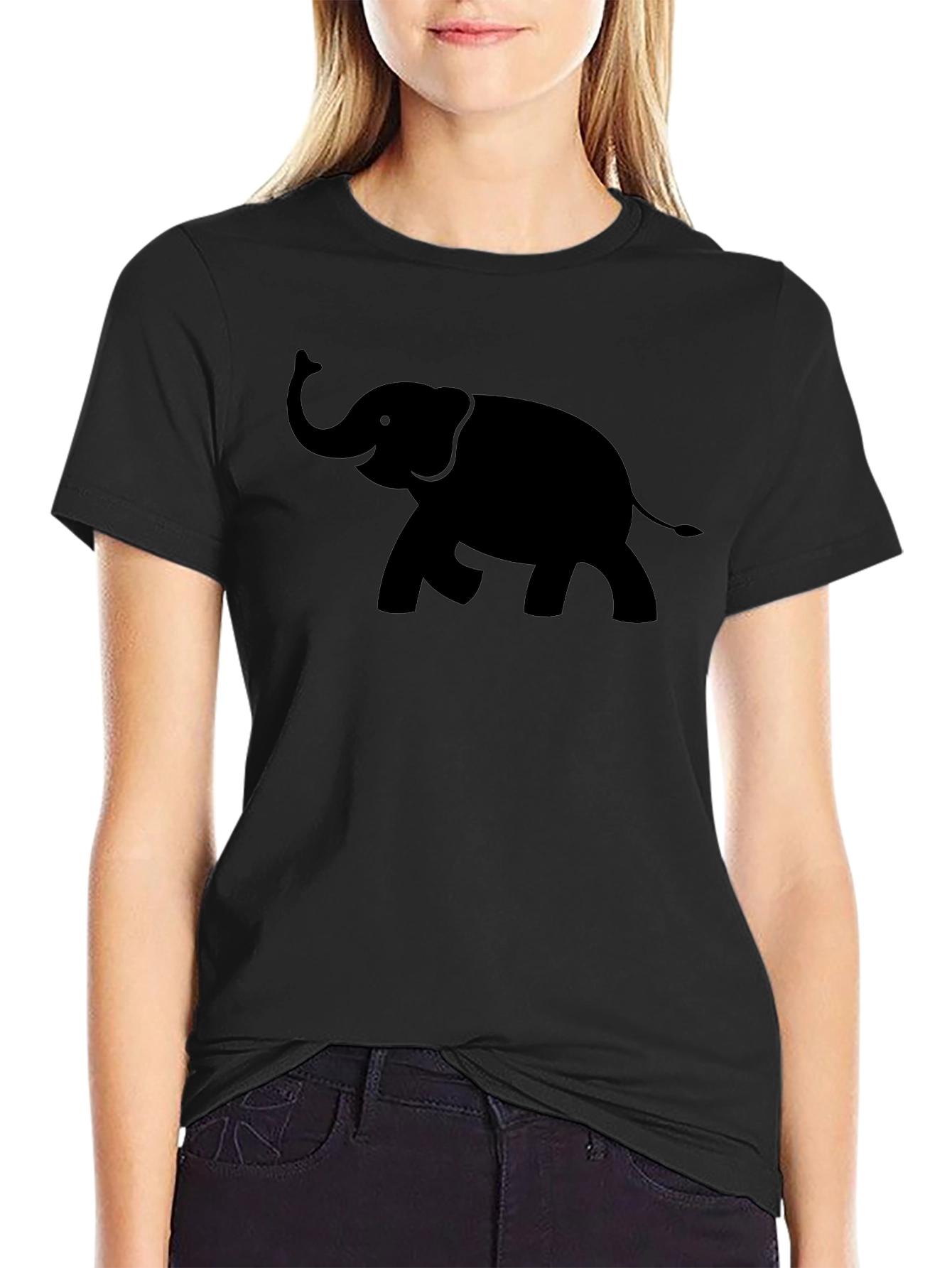 Elephant Silhouette Mens Black T-Shirt