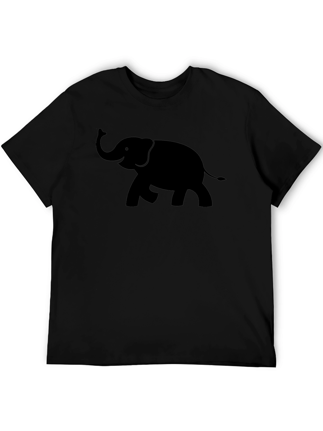 Elephant Silhouette Mens Black T-Shirt