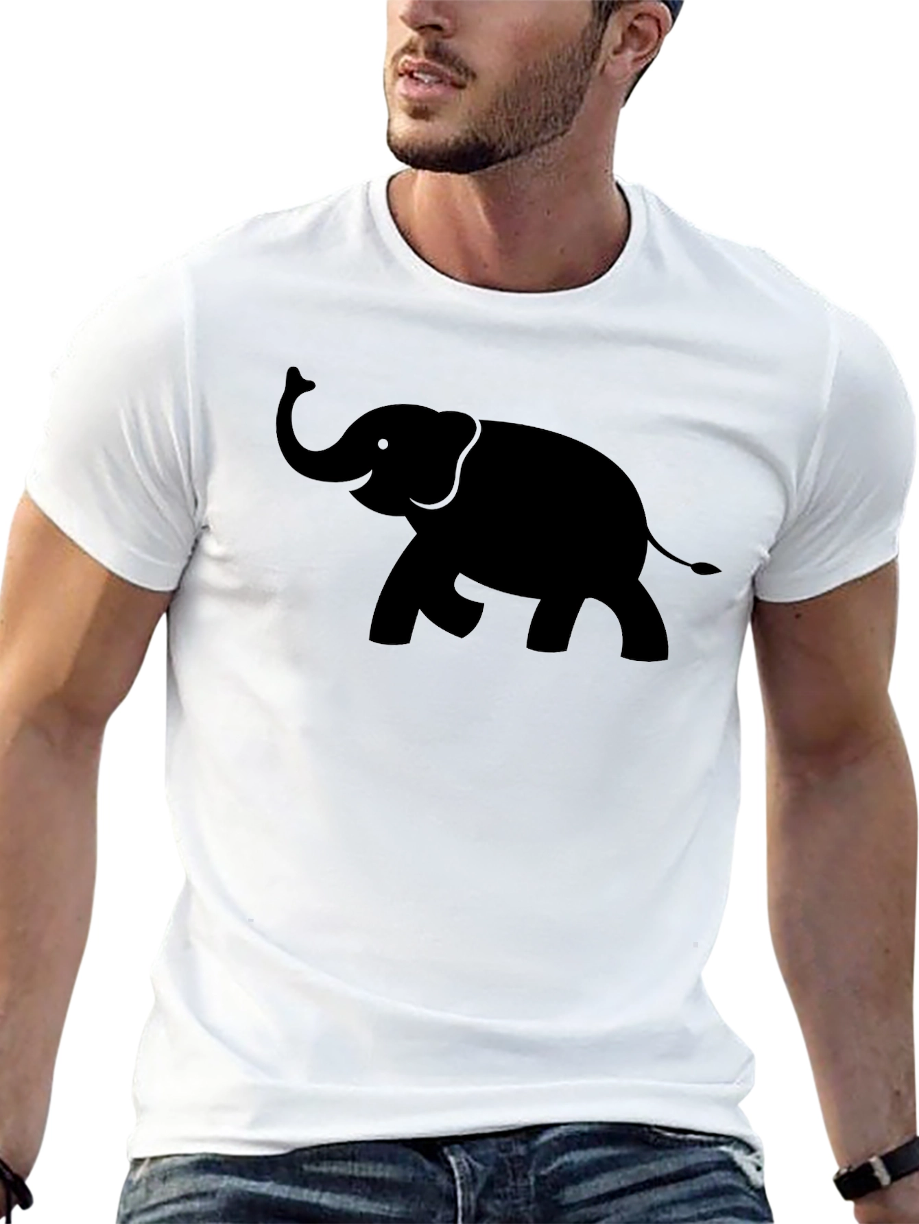 Elephant Silhouette Mens Black T-Shirt