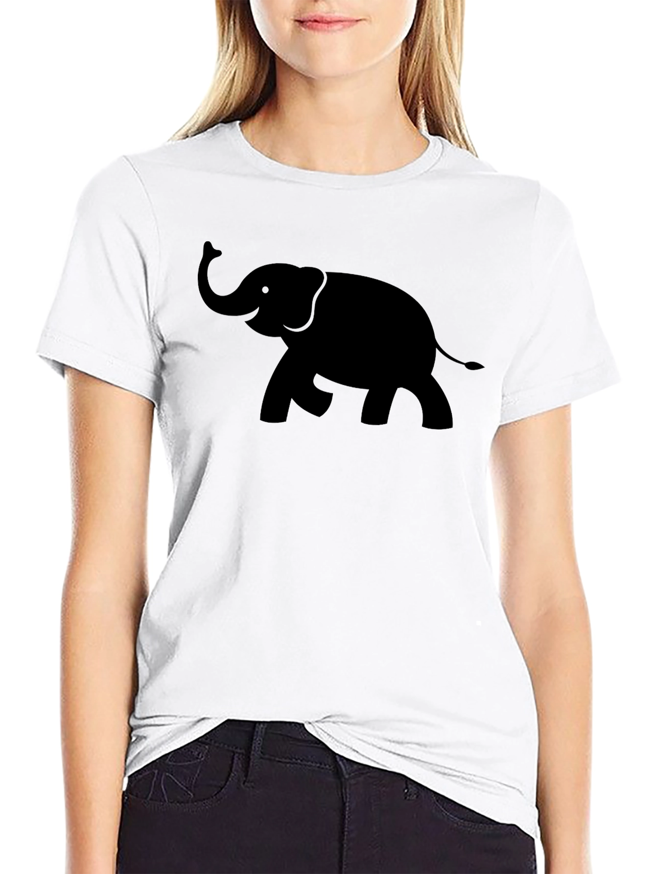 Elephant Silhouette Mens Black T-Shirt