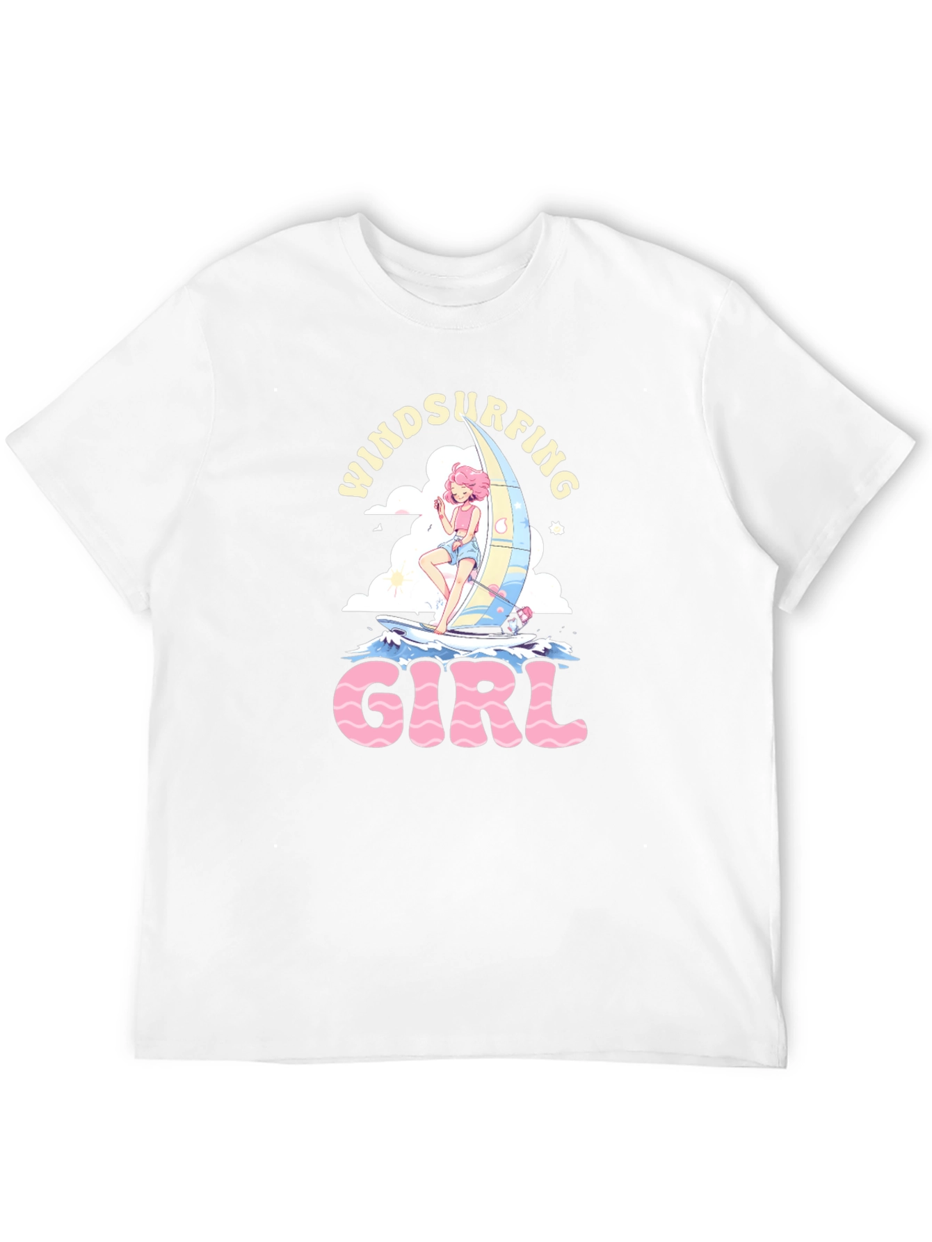Windsurfing Girl Black Graphic T-Shirt