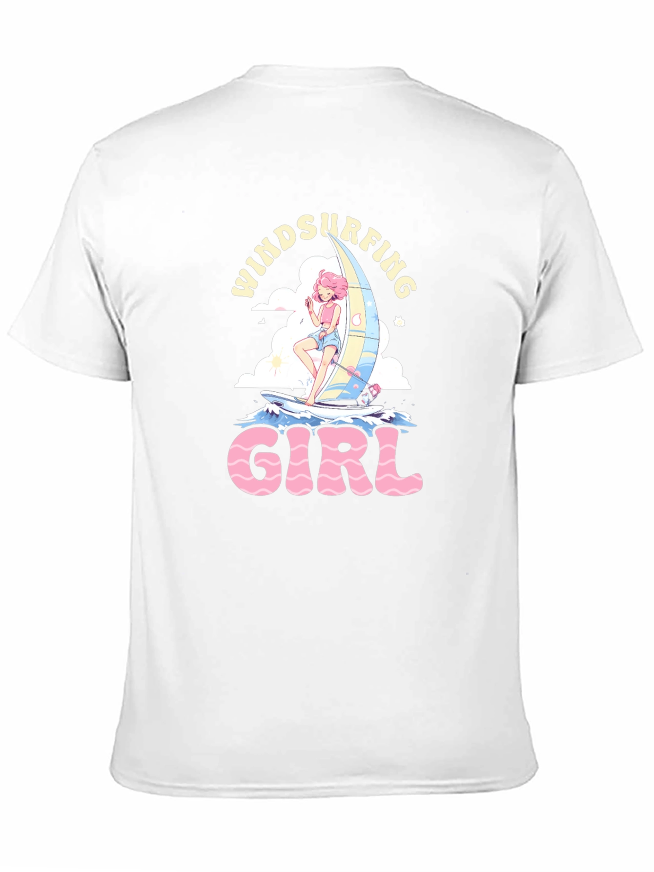 Windsurfing Girl Black Graphic T-Shirt