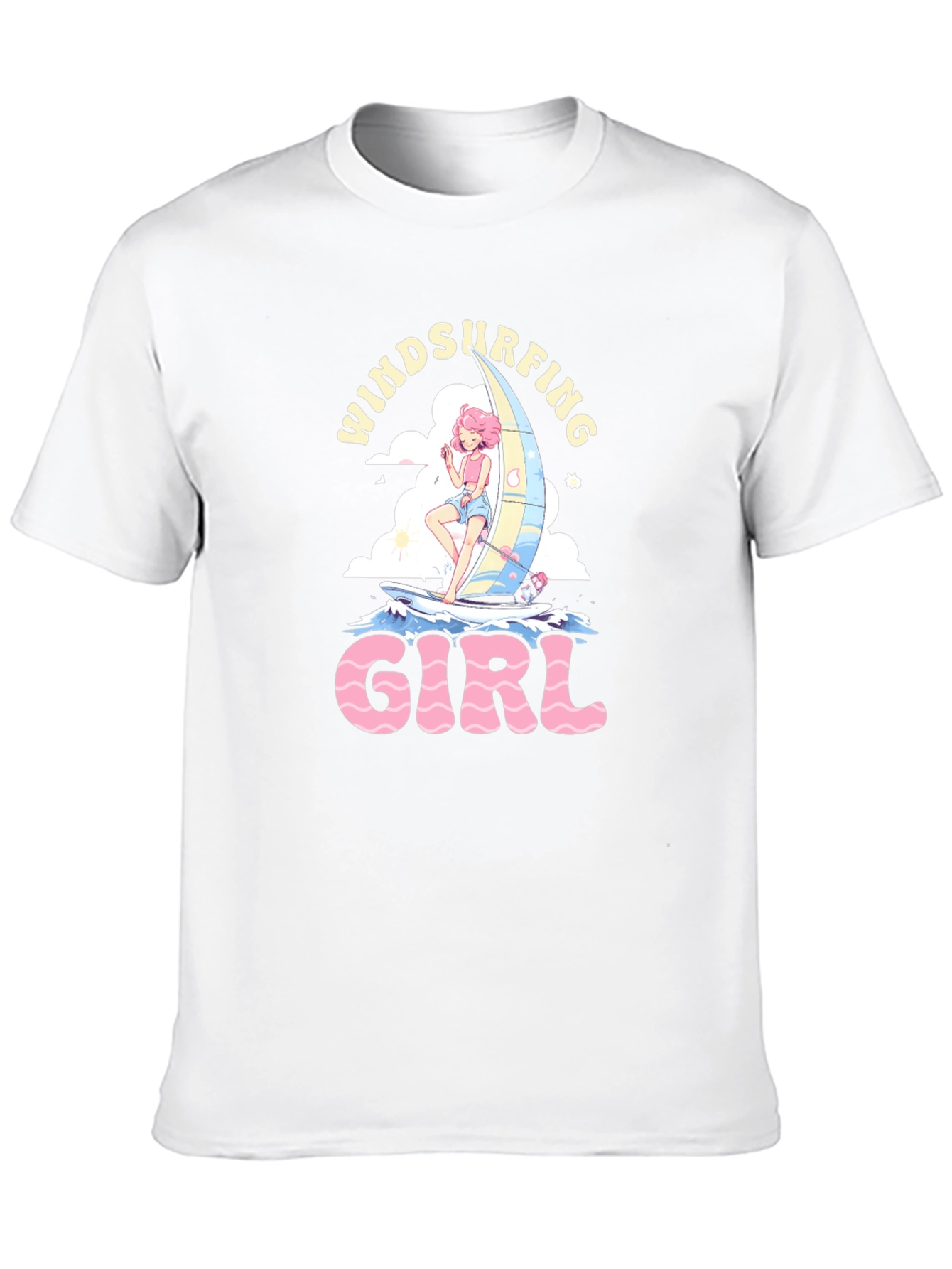 Windsurfing Girl Black Graphic T-Shirt