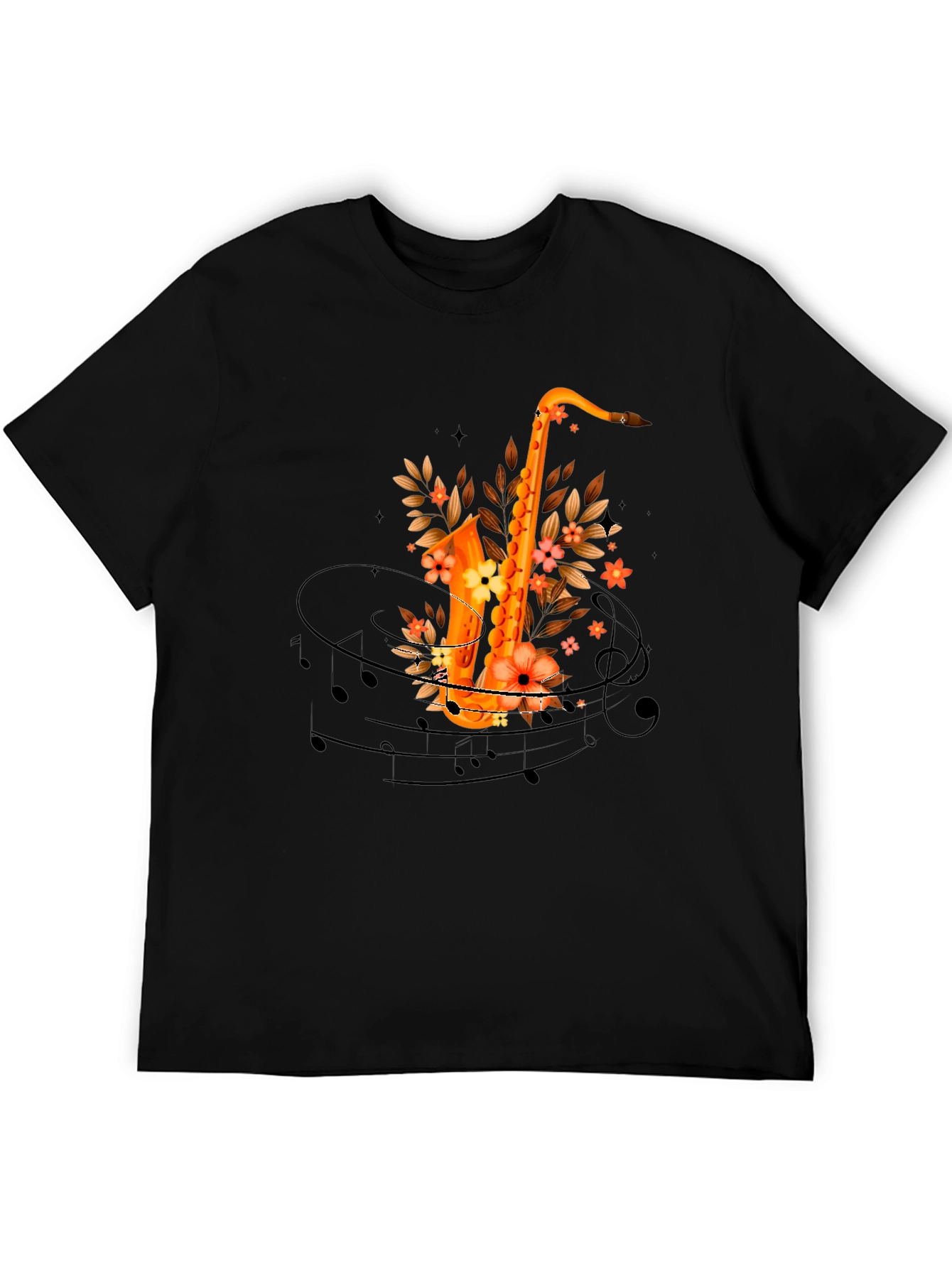 Saxophone Floral Design T-Shirt