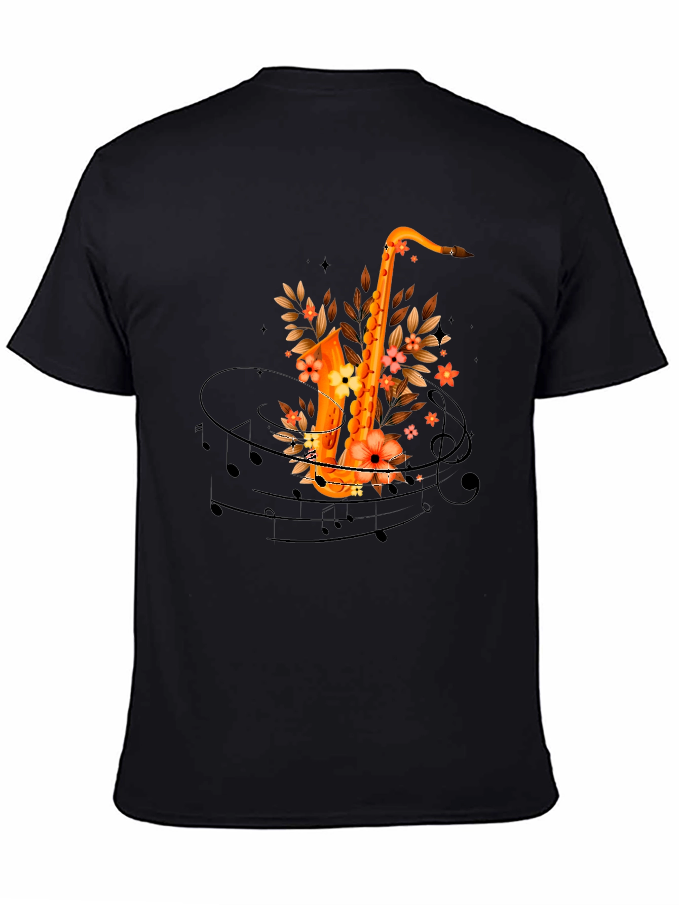 Saxophone Floral Design T-Shirt