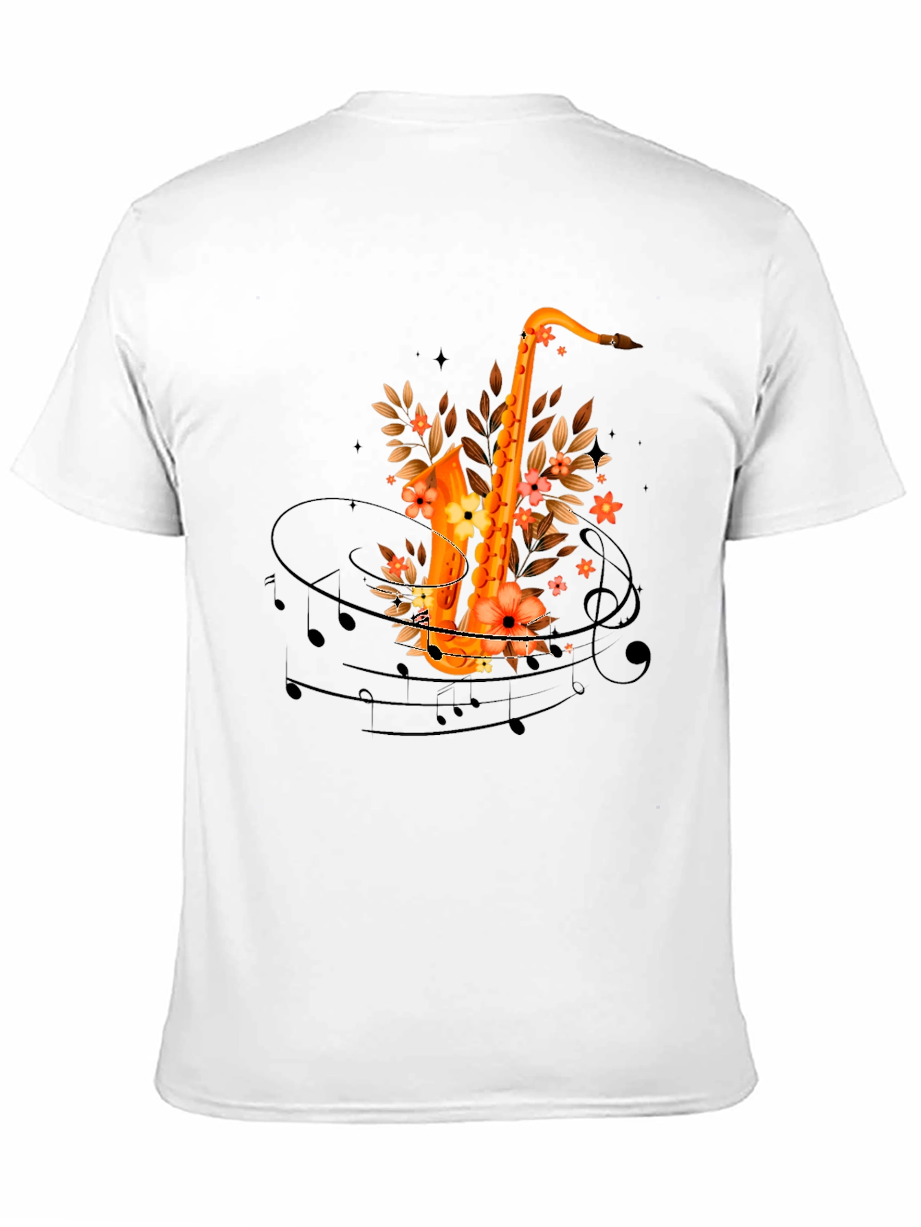 Saxophone Floral Design T-Shirt