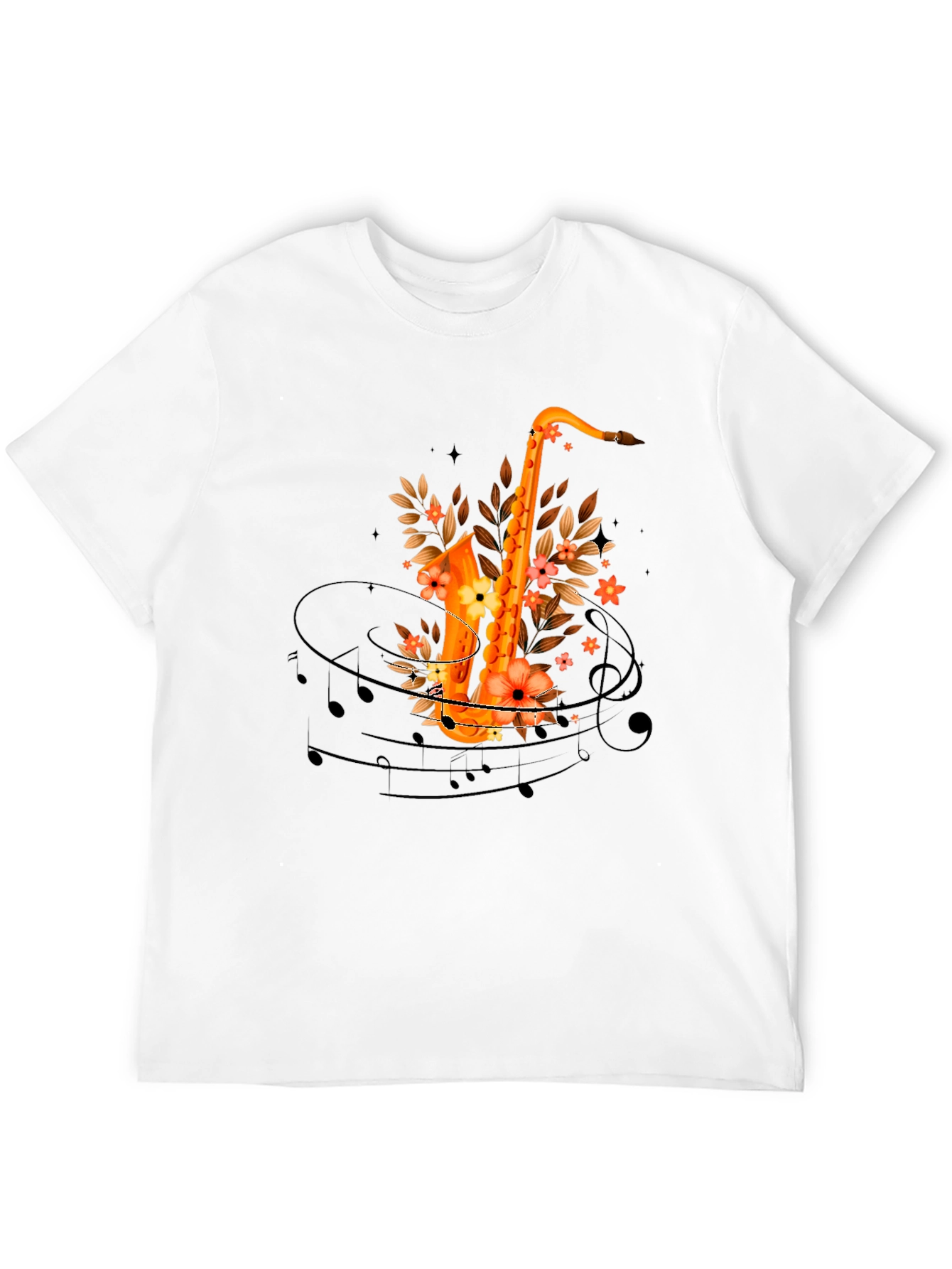 Saxophone Floral Design T-Shirt