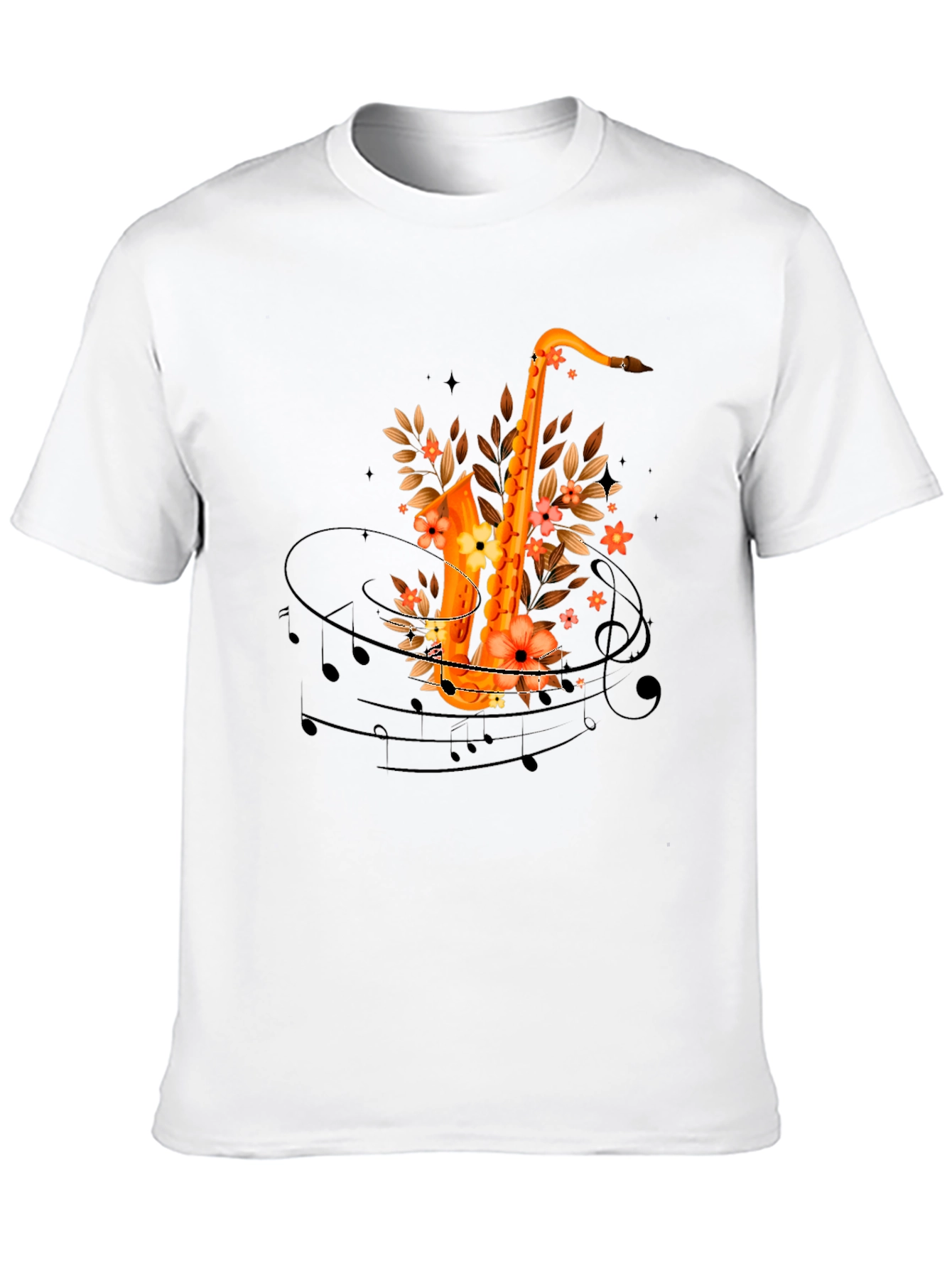 Saxophone Floral Design T-Shirt