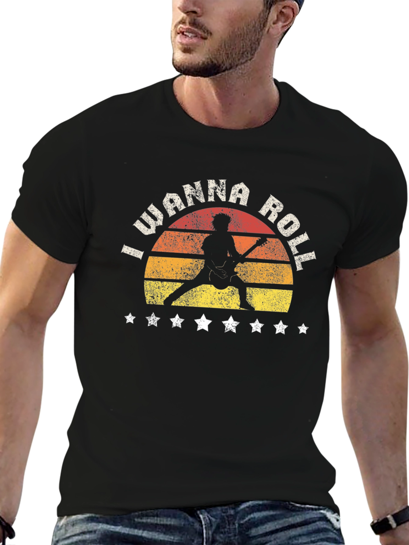 I Wanna Roll Rock Guitar Graphic T-Shirt