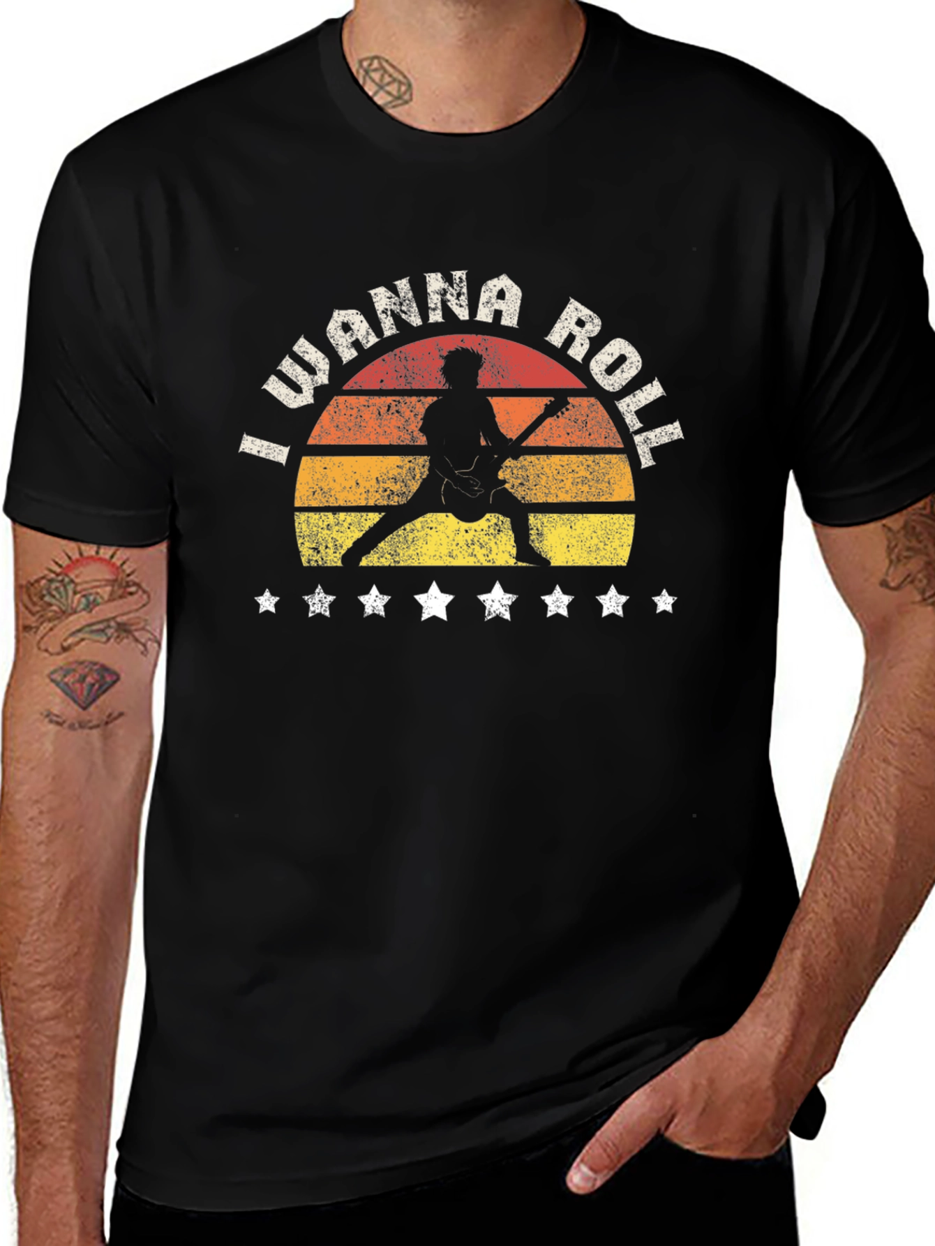 I Wanna Roll Rock Guitar Graphic T-Shirt