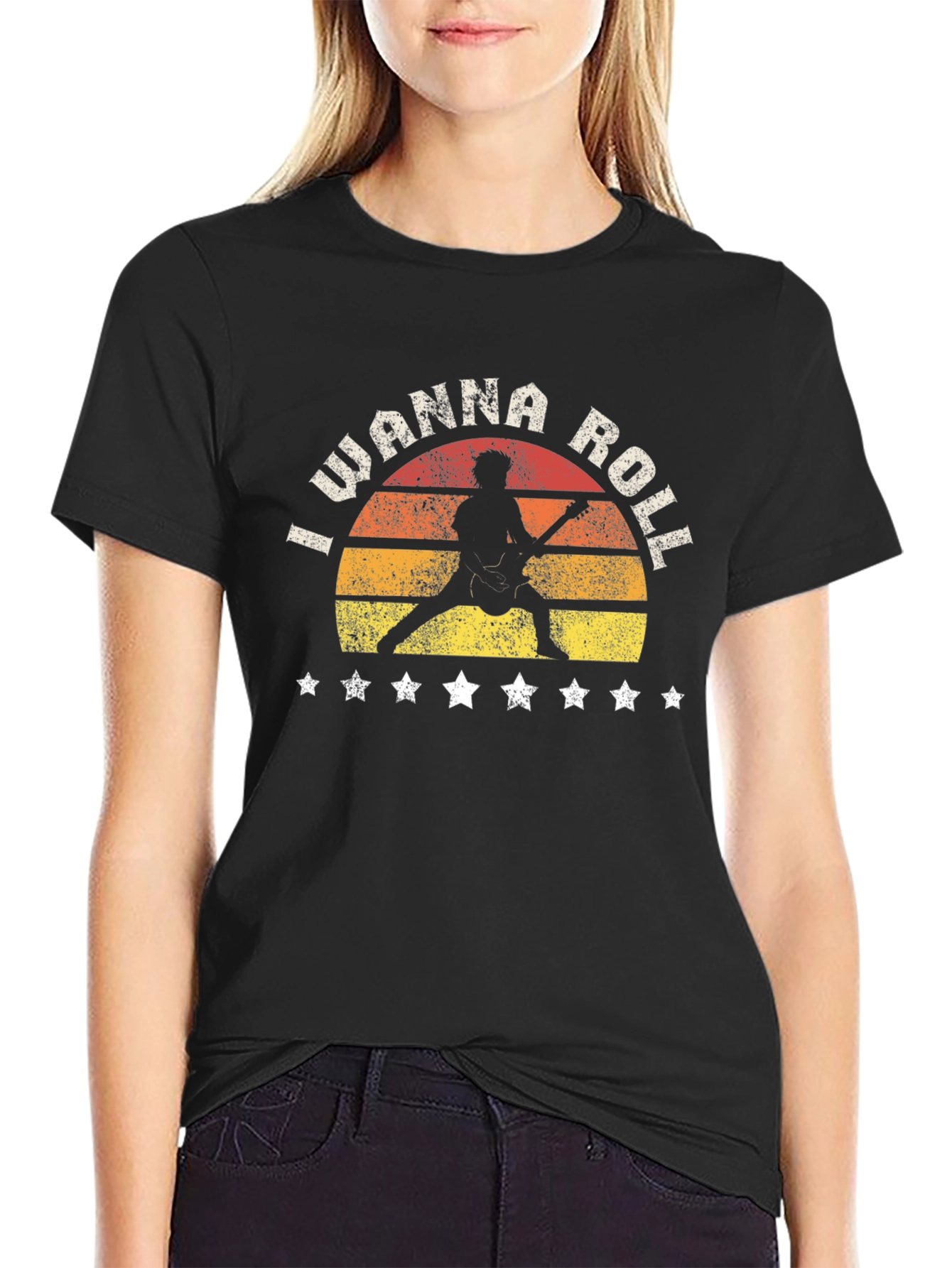 I Wanna Roll Rock Guitar Graphic T-Shirt