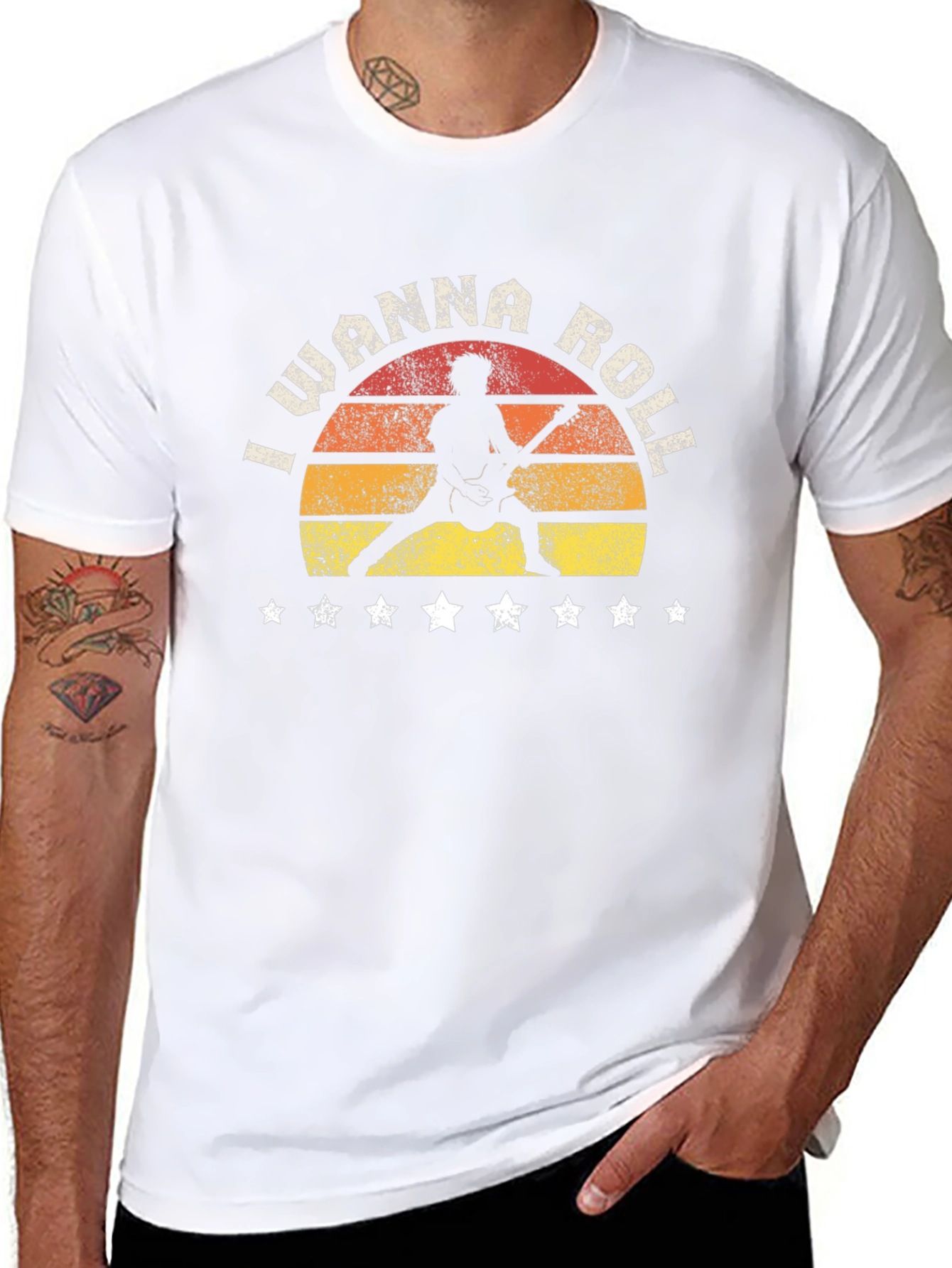 I Wanna Roll Rock Guitar Graphic T-Shirt