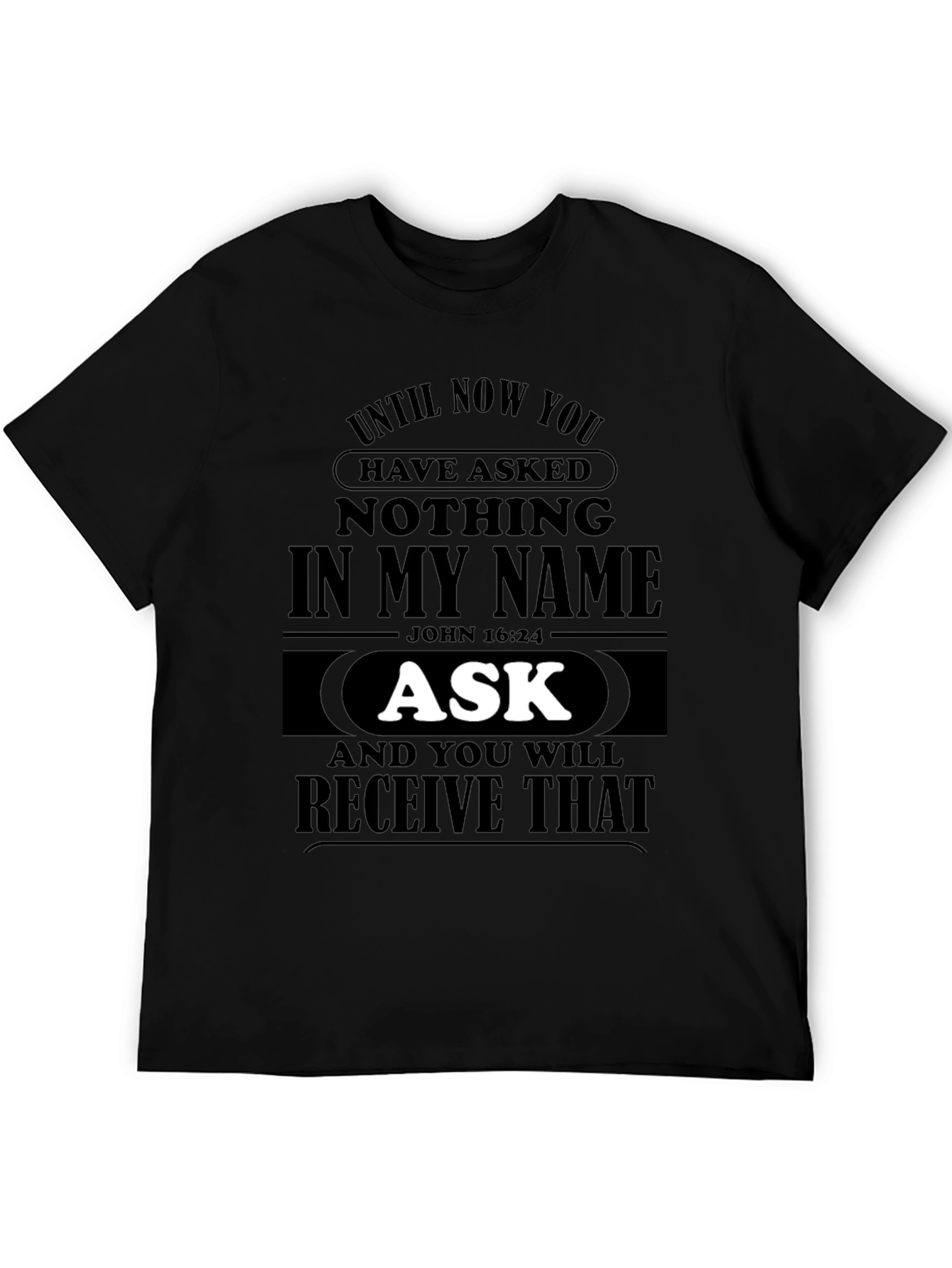 Ask & Receive Mens Black Graphic Tee