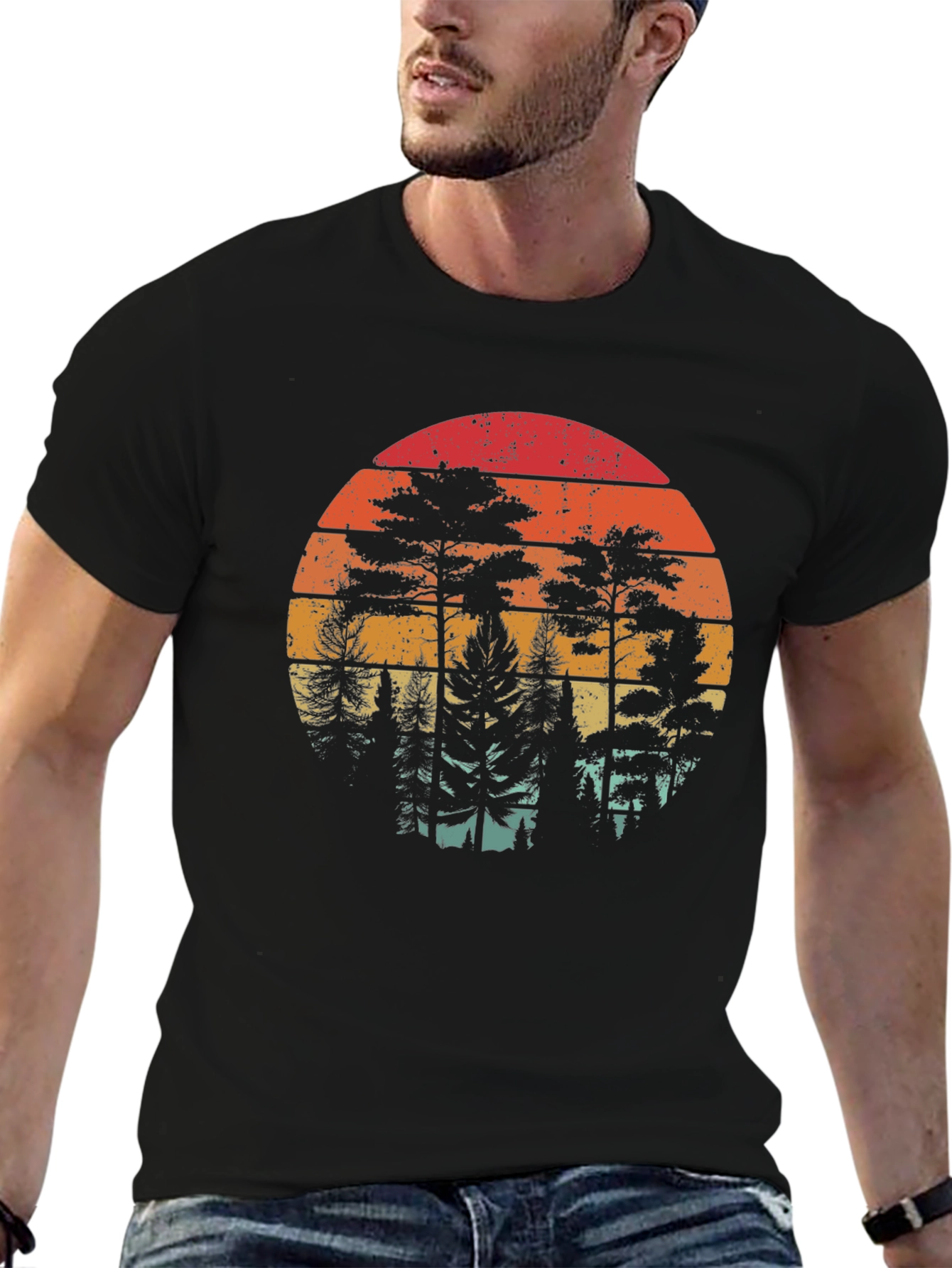 Retro Sunset Forest Graphic Tee