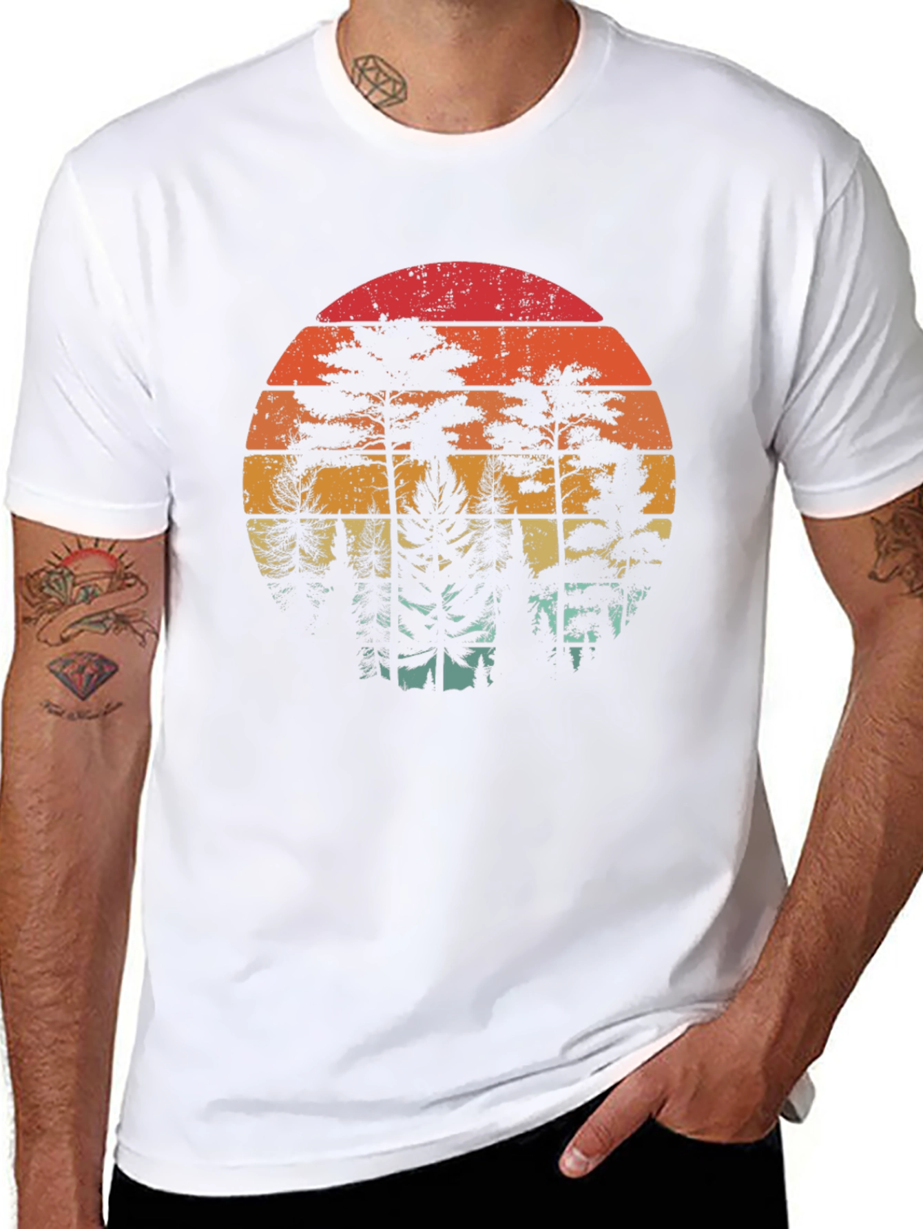 Retro Sunset Forest Graphic Tee