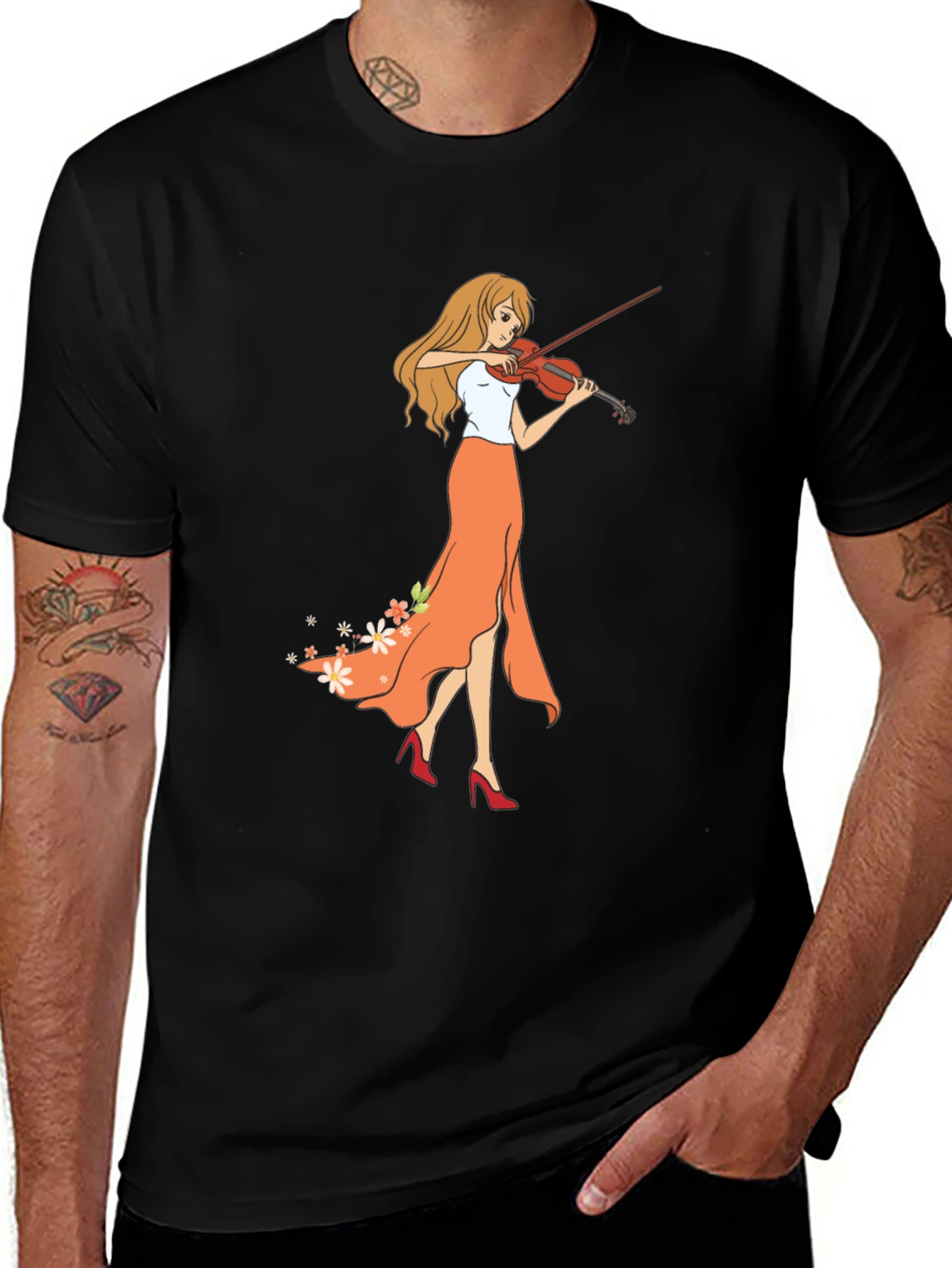 Violin Girl Graphic T-Shirt - Trendy Music Lover Tee