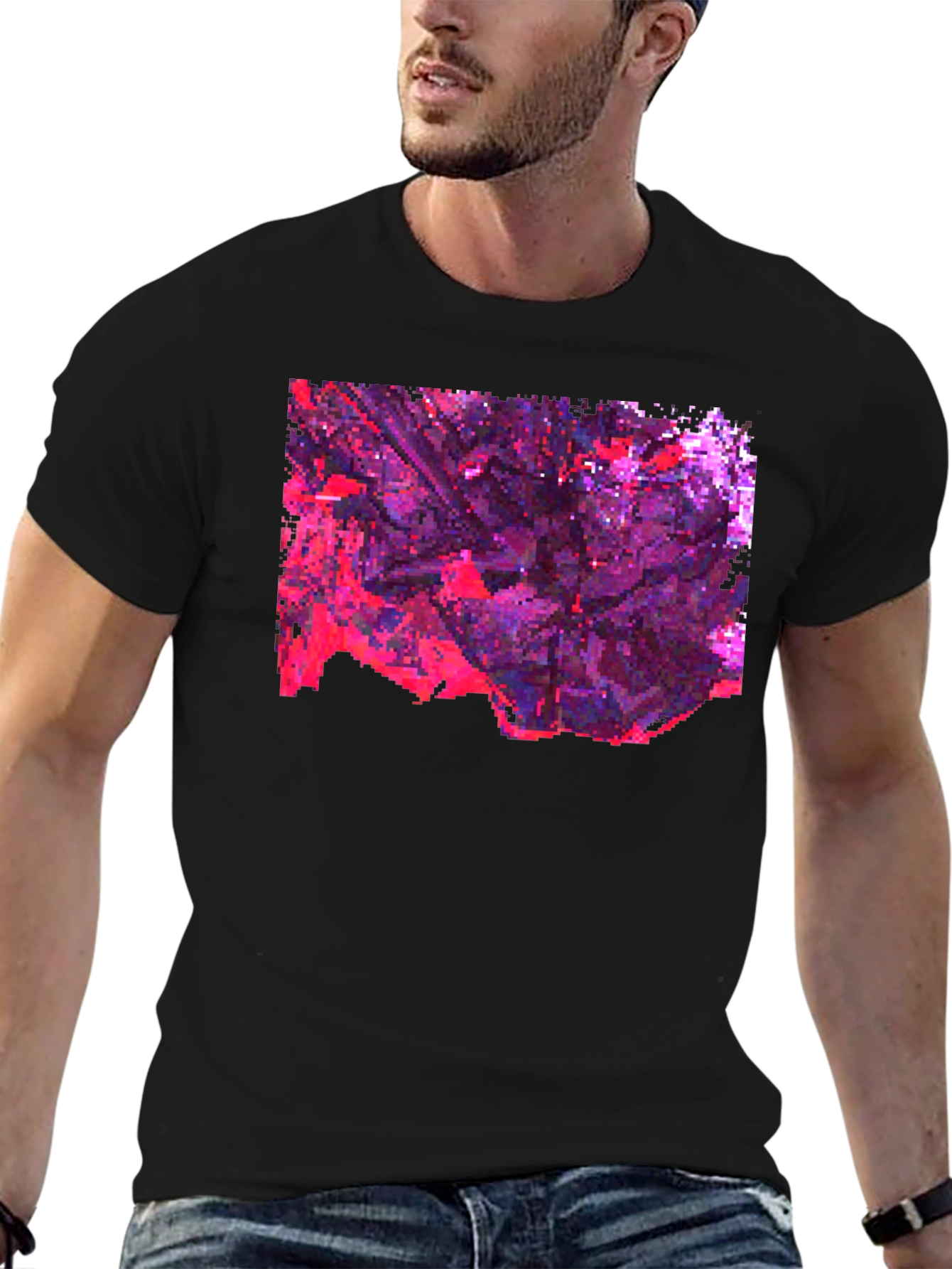 Abstract Pixelated Art Black T-Shirt