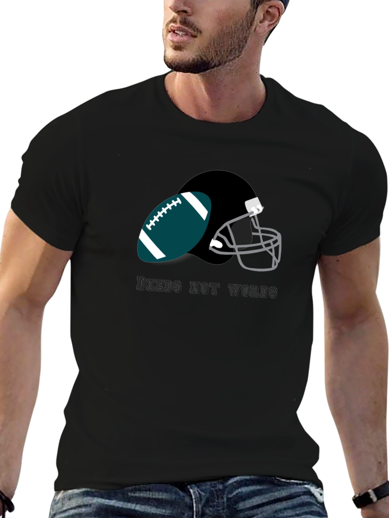 Deeds Not Words Football T-Shirt