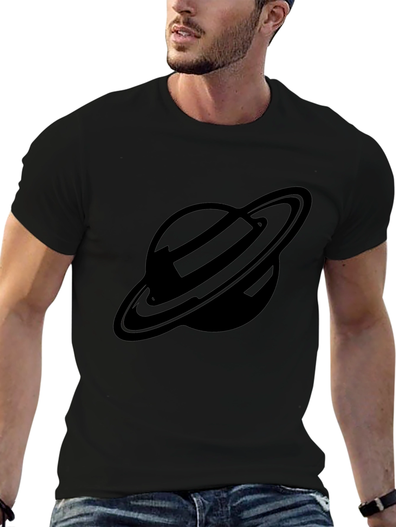 Saturn Graphic Black T-Shirt - Space Style