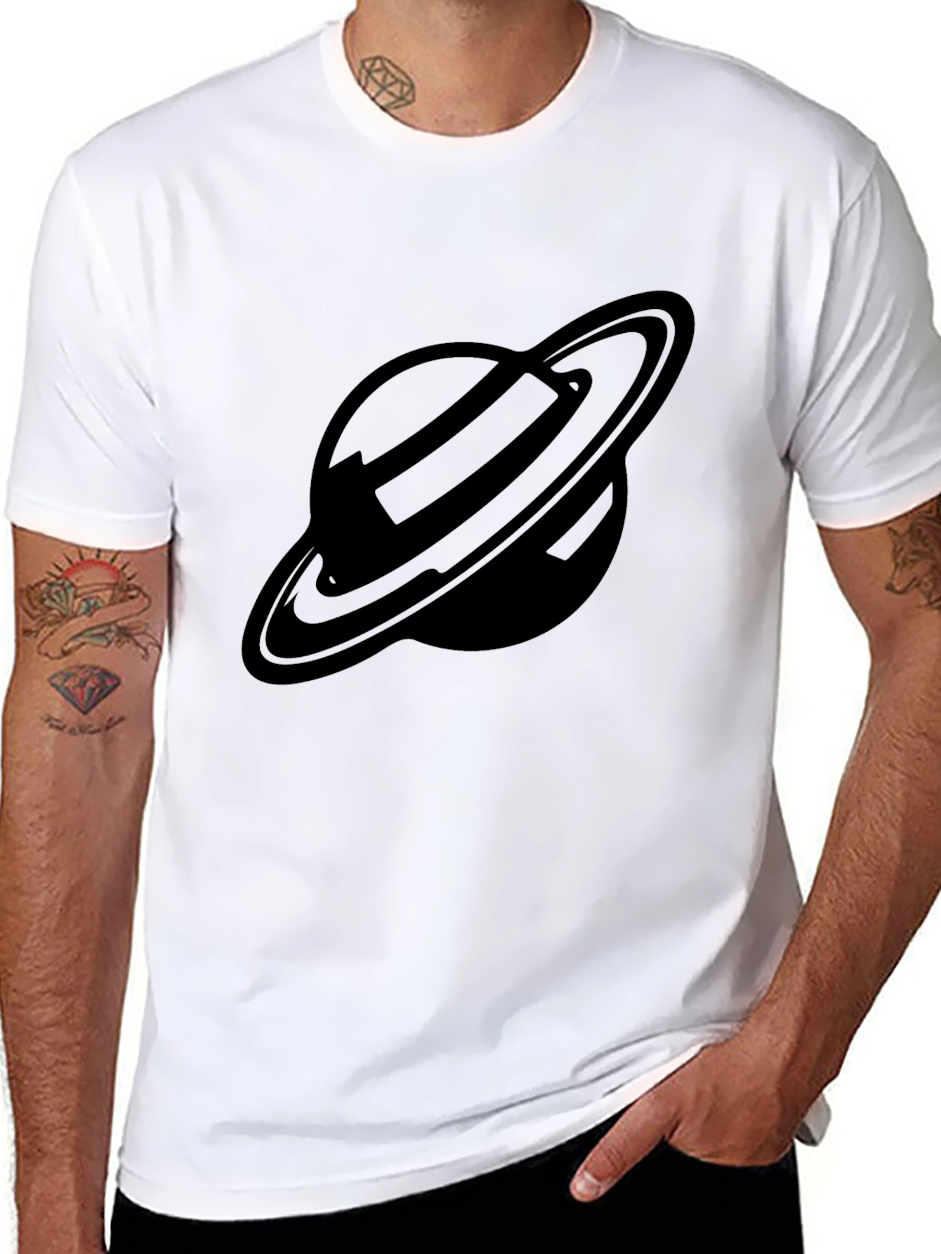 Saturn Graphic Black T-Shirt - Space Style